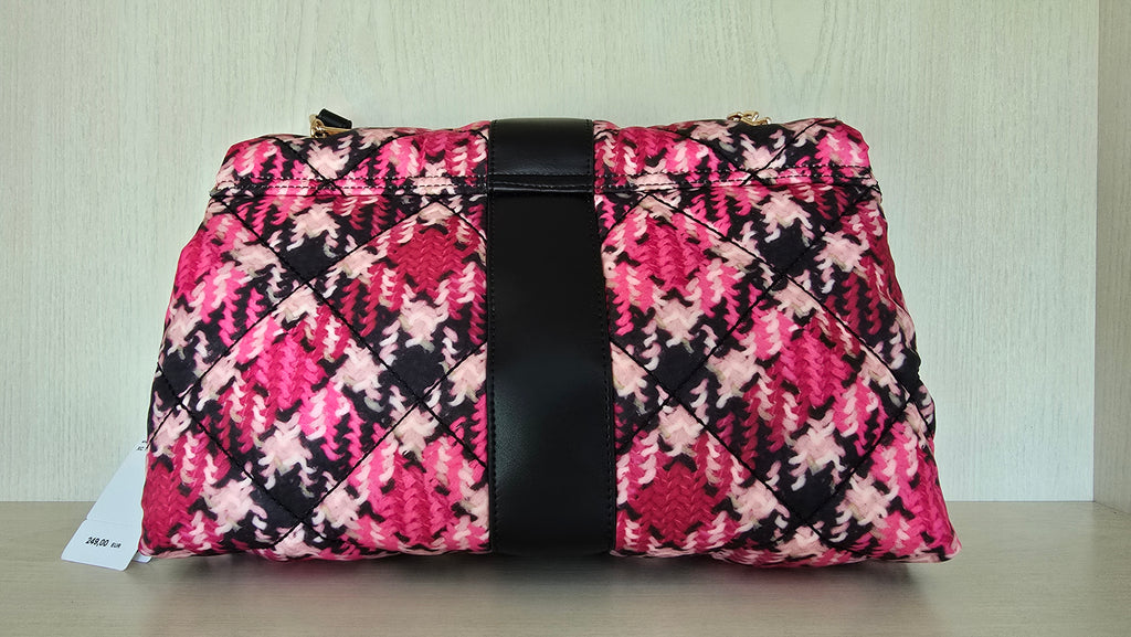 Marc Cain Tweed Chain-Flap Bag Pink/Schwarz, Wie Neu, mit Dustbag & Etiketten