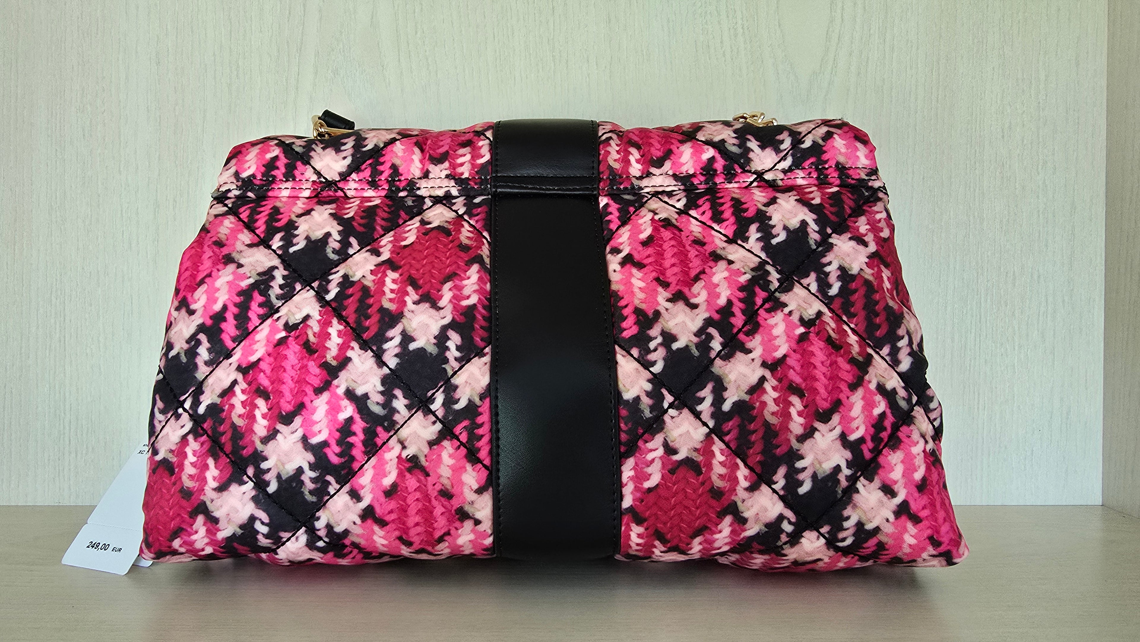 Marc Cain Tweed Chain-Flap Bag Pink/Schwarz, Wie Neu, mit Dustbag & Etiketten