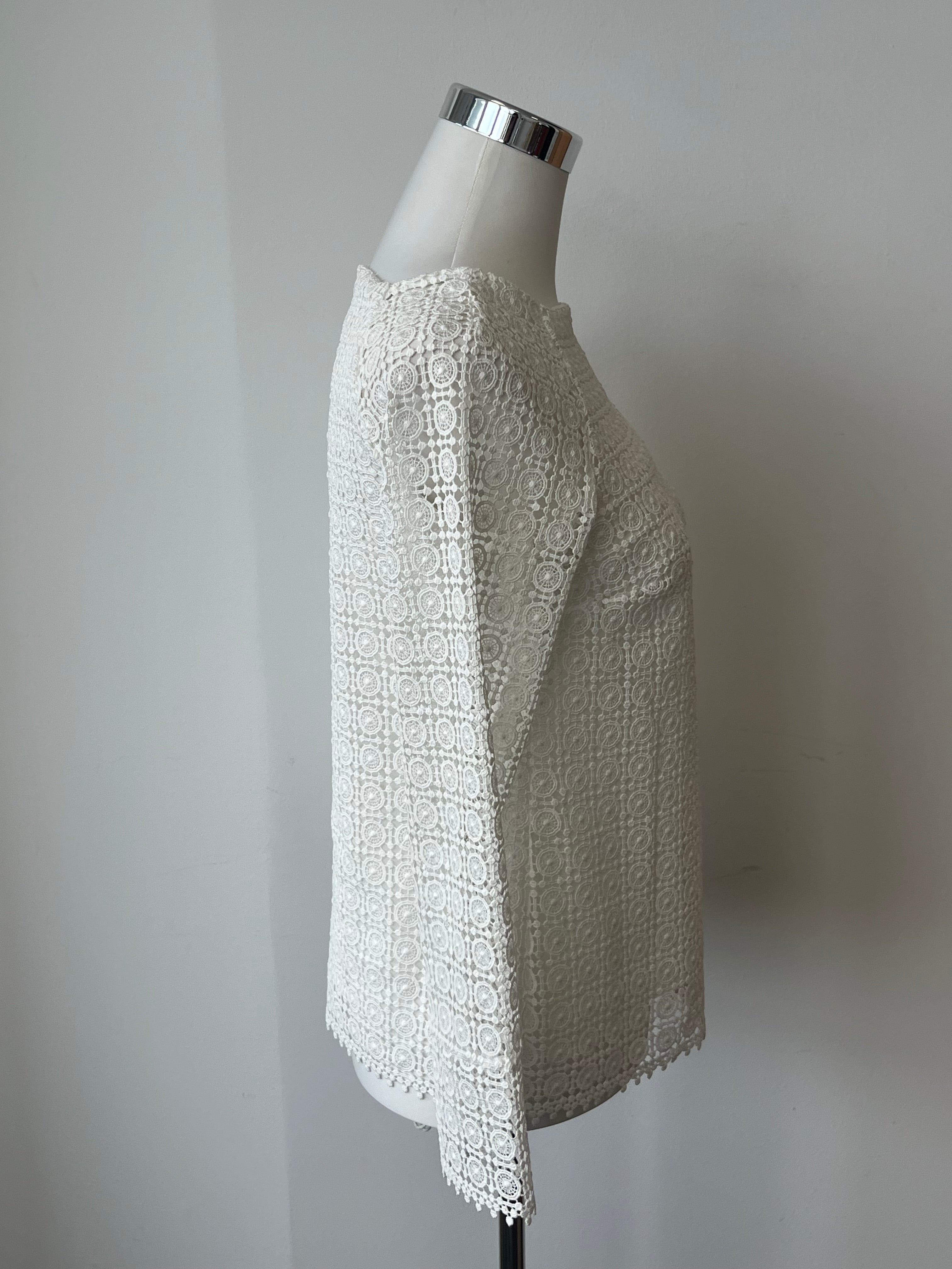 Massimo Dutti Guipure Lace Blouse | EU 36 | Ivory | Geometric | Very Good