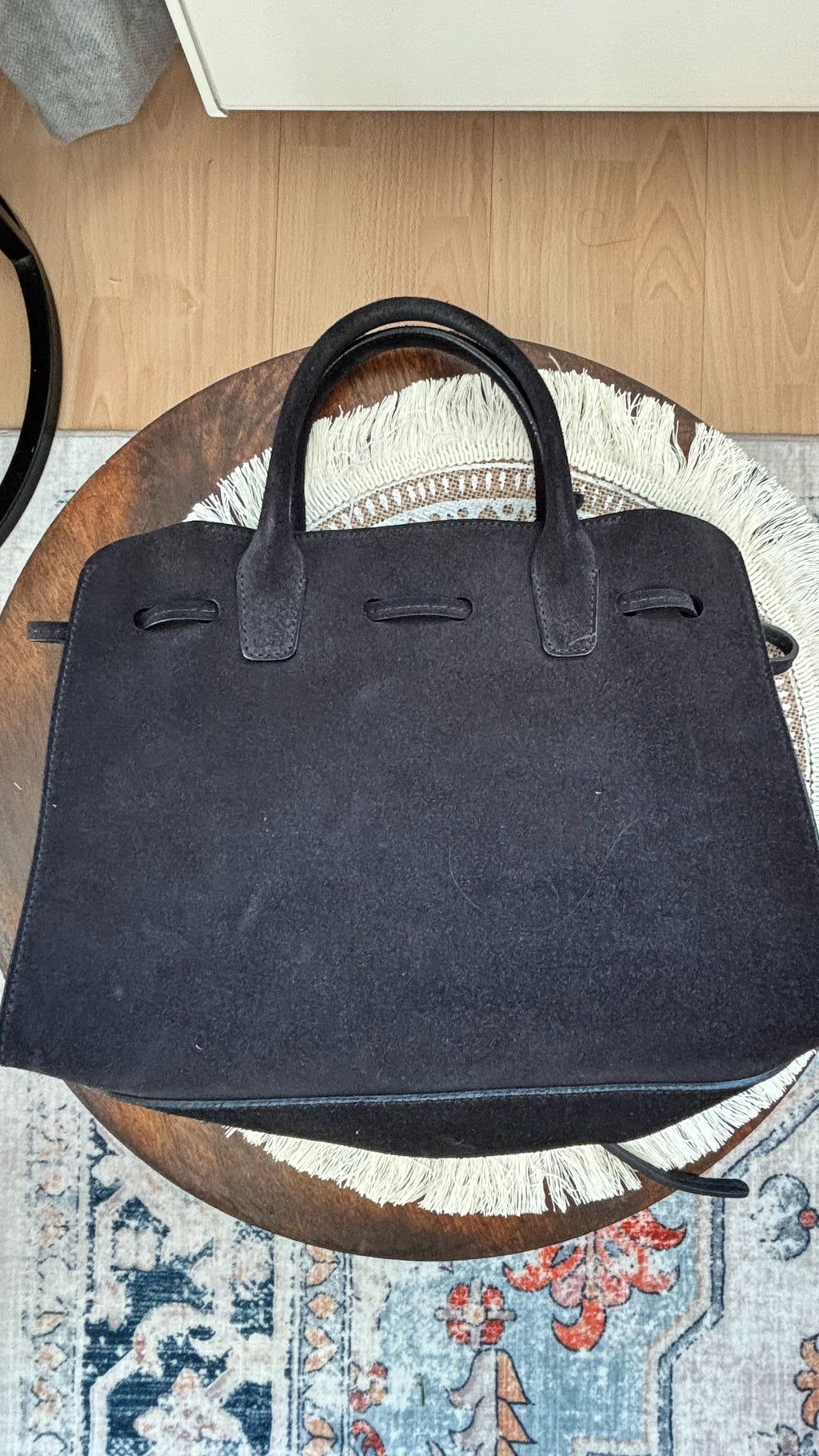 Mansur Gavriel Sun Tote Medium – Black Suede, Very Good Condition, 22x27 cm