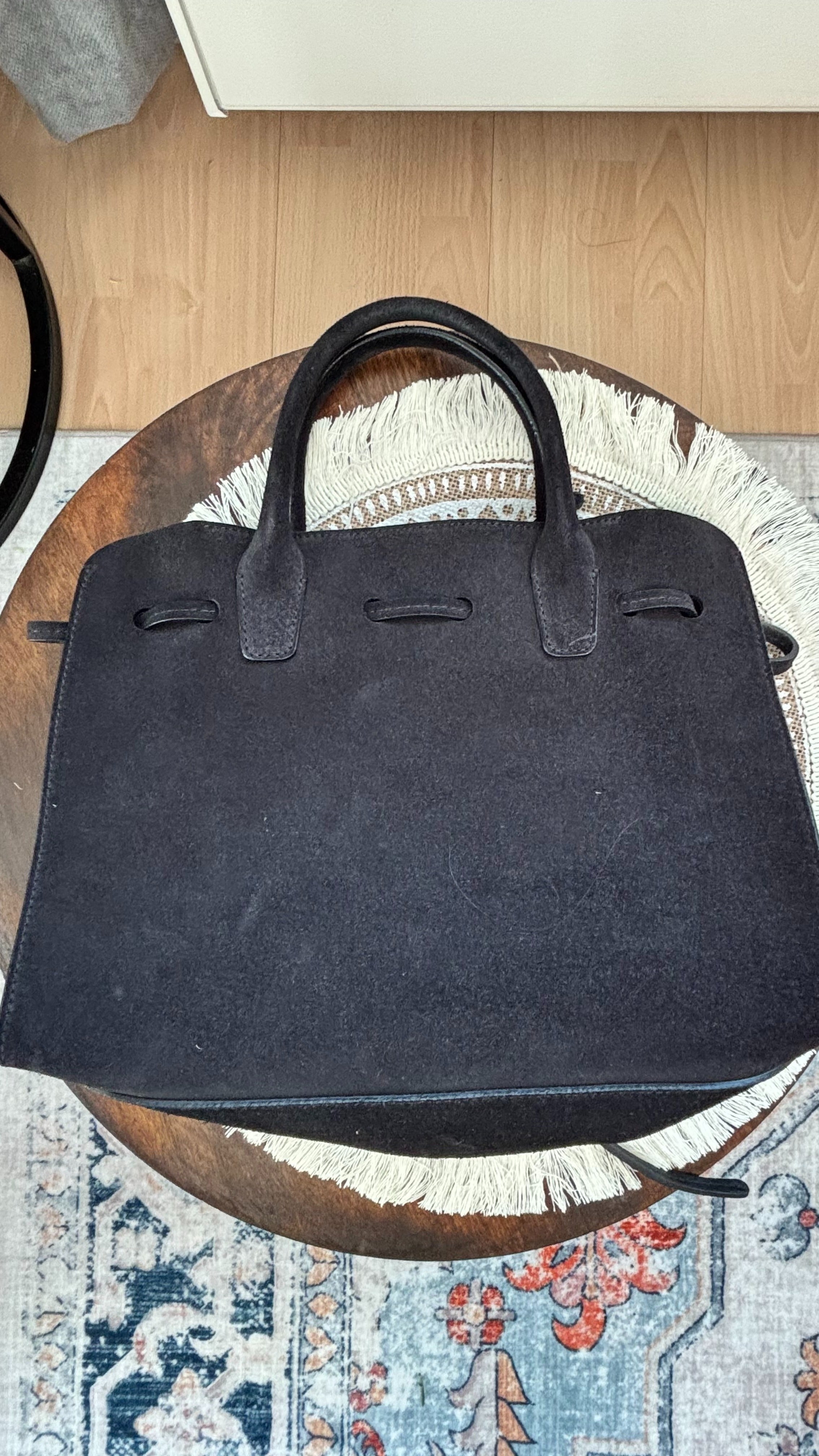 Mansur Gavriel Sun Tote Medium – Black Suede, Very Good Condition, 22x27 cm