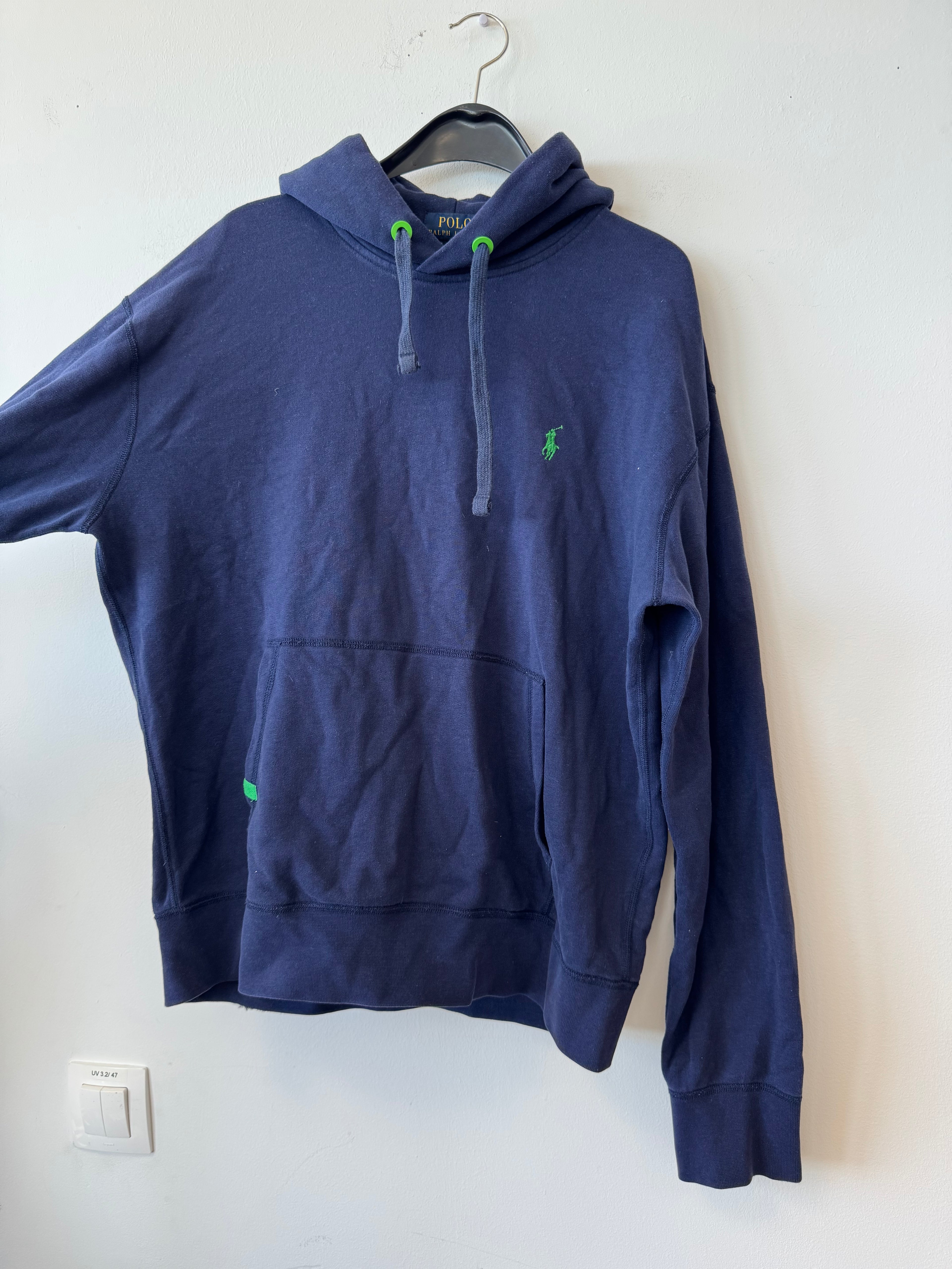 Polo Ralph Lauren Performance Hoodie Navy Blue Green Logo Size M Good Condition