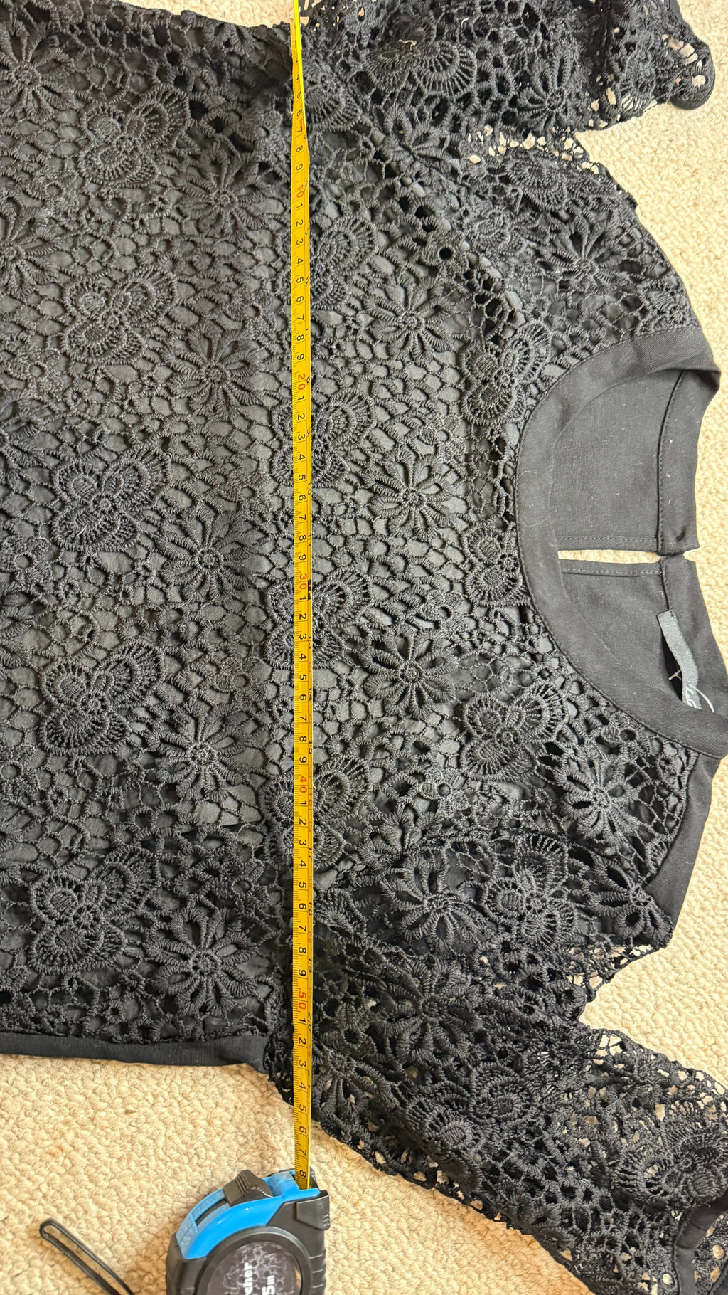 LeComte Black Crochet Lace Dress Size 44 – Like New