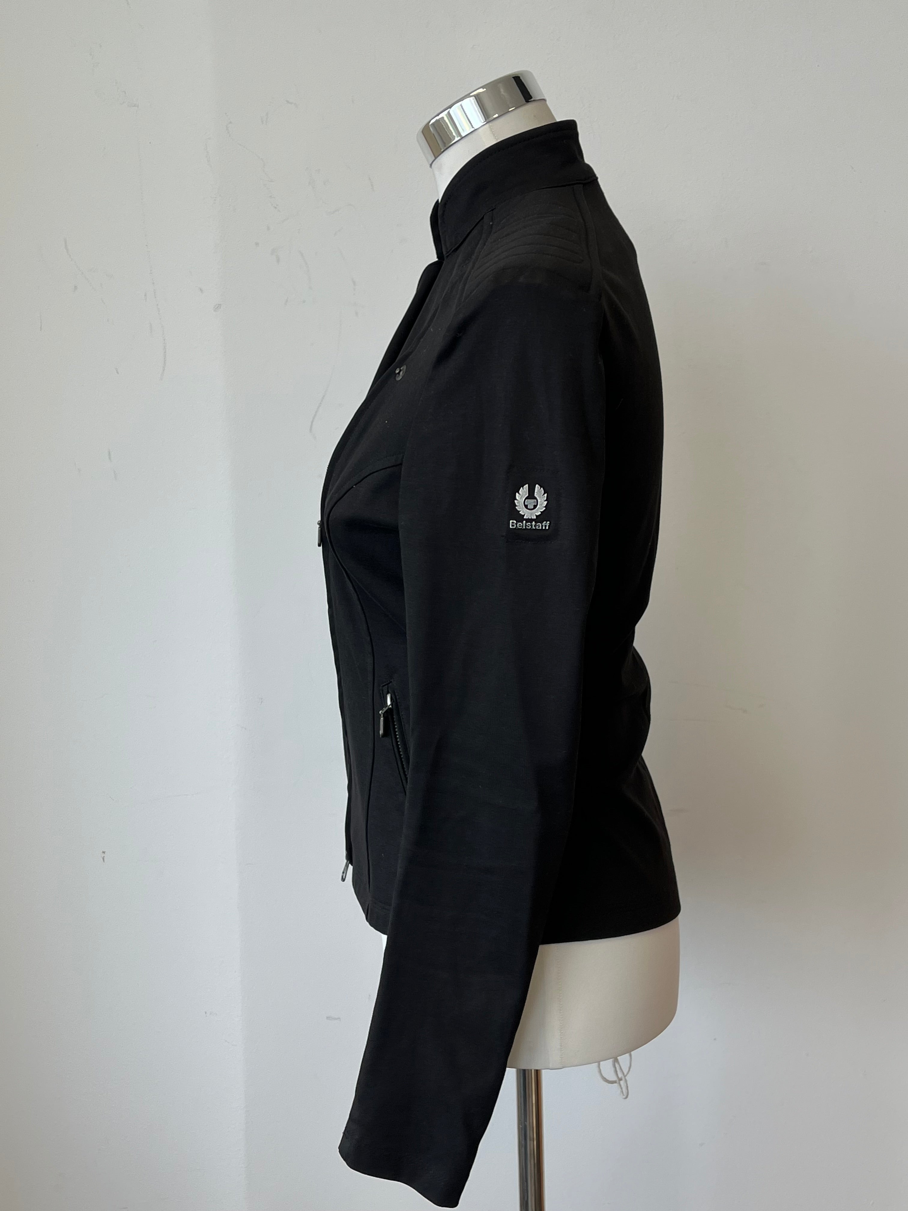 Belstaff Women's Stretch Cotton Biker Jacket Black Size 42 Very Good