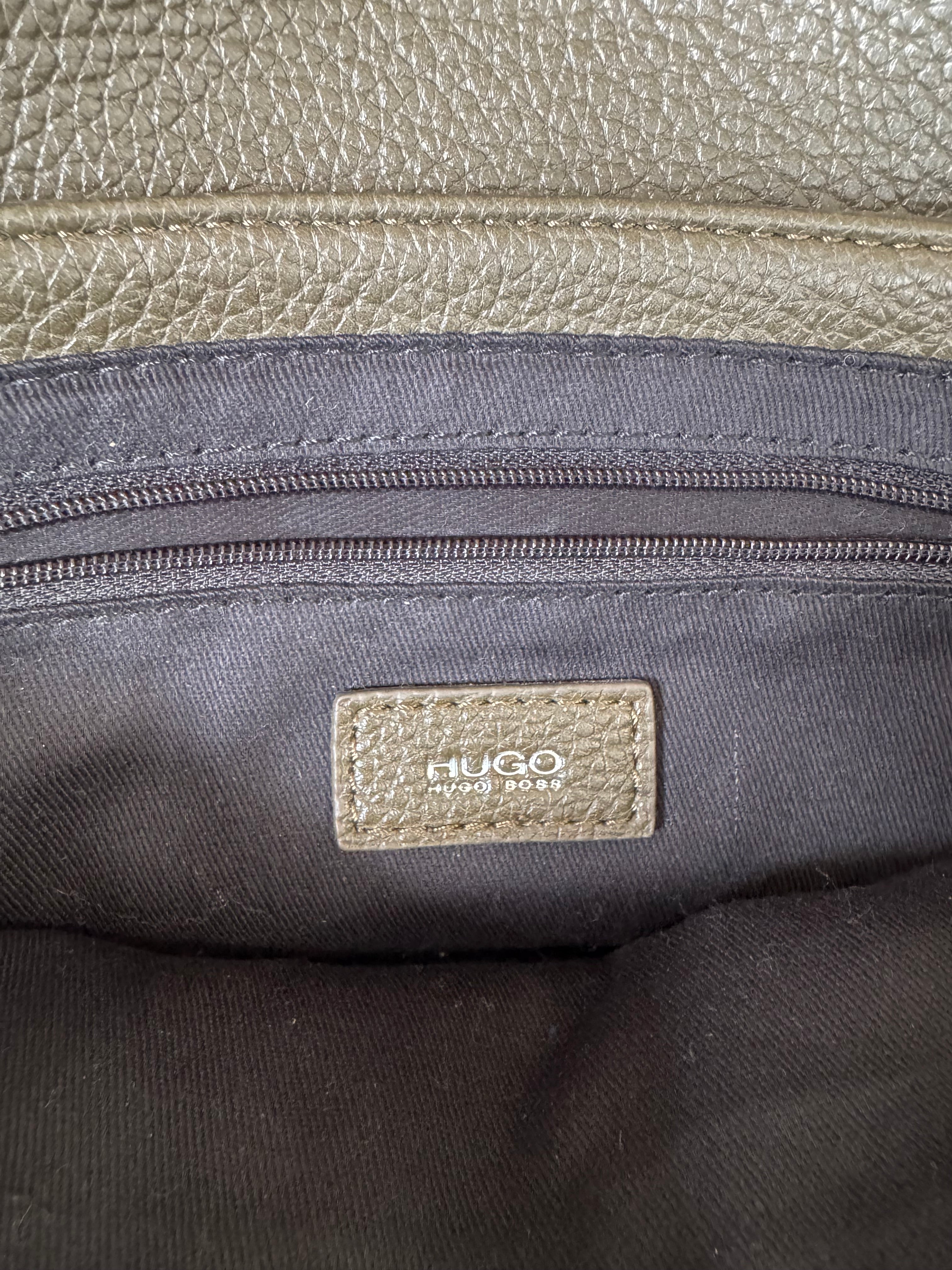 HUGO by Hugo Boss Schultertasche Olive, Kunstleder, Medium, guter Zustand