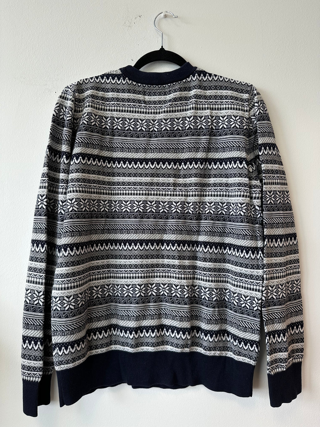 Burton Menswear London Nordic Pullover – Navy/Offwhite, Größe M, Sehr Gut