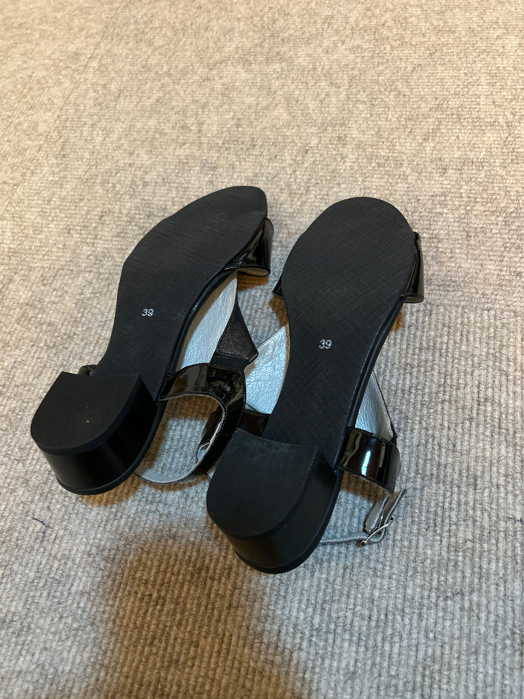 INÉA Slingback-Sandalen Leder, Gr. 39, Schwarz, sehr guter Zustand