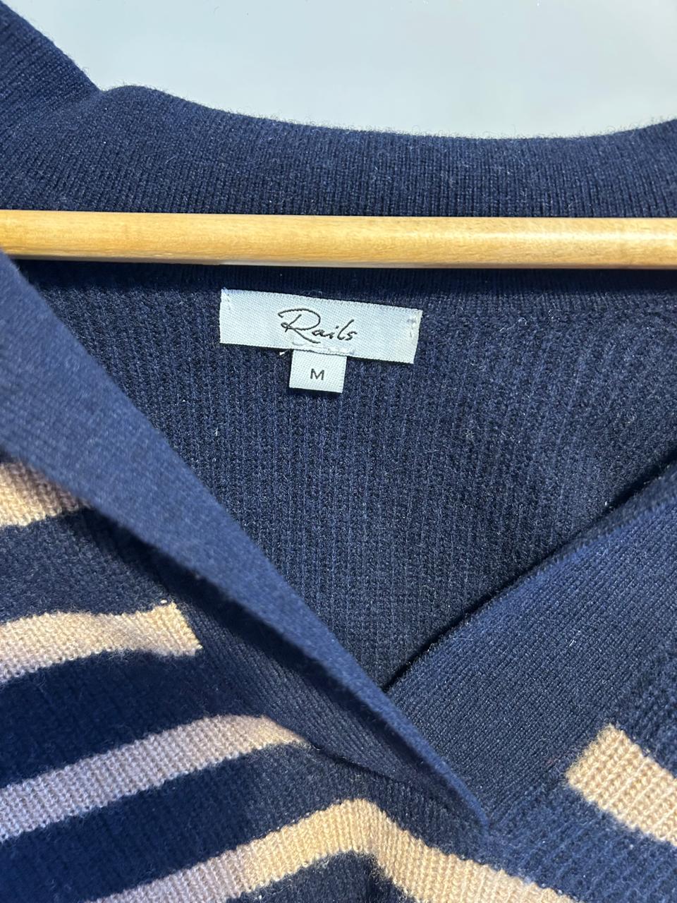 Rails Harris Polo Pullover, Streifen, Kaschmir-Mix, Gr. M, guter Zustand