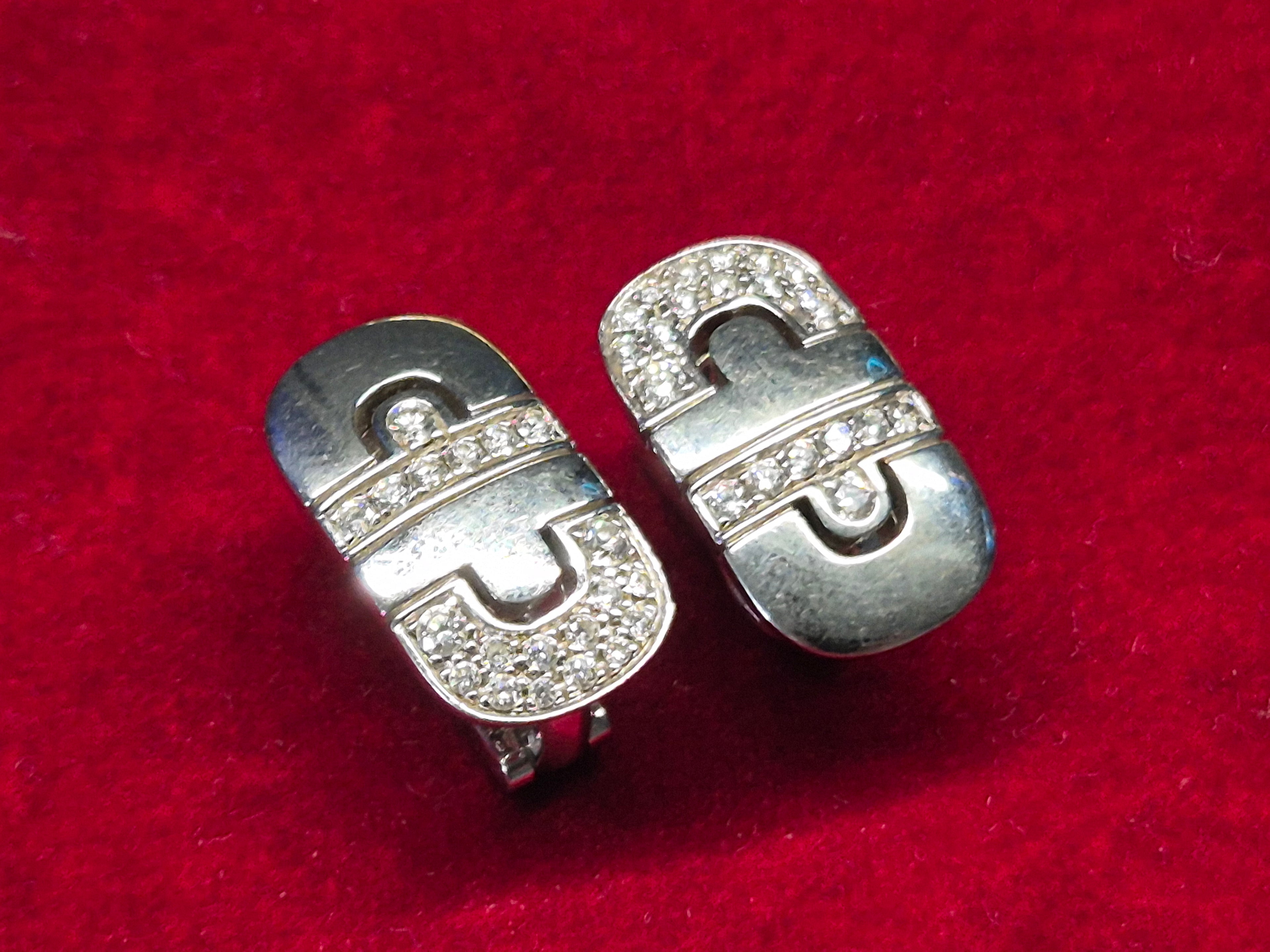 Bvlgari Parentesi 18K Weißgold Diamant Clip-Ohrringe Medium, guter Zustand
