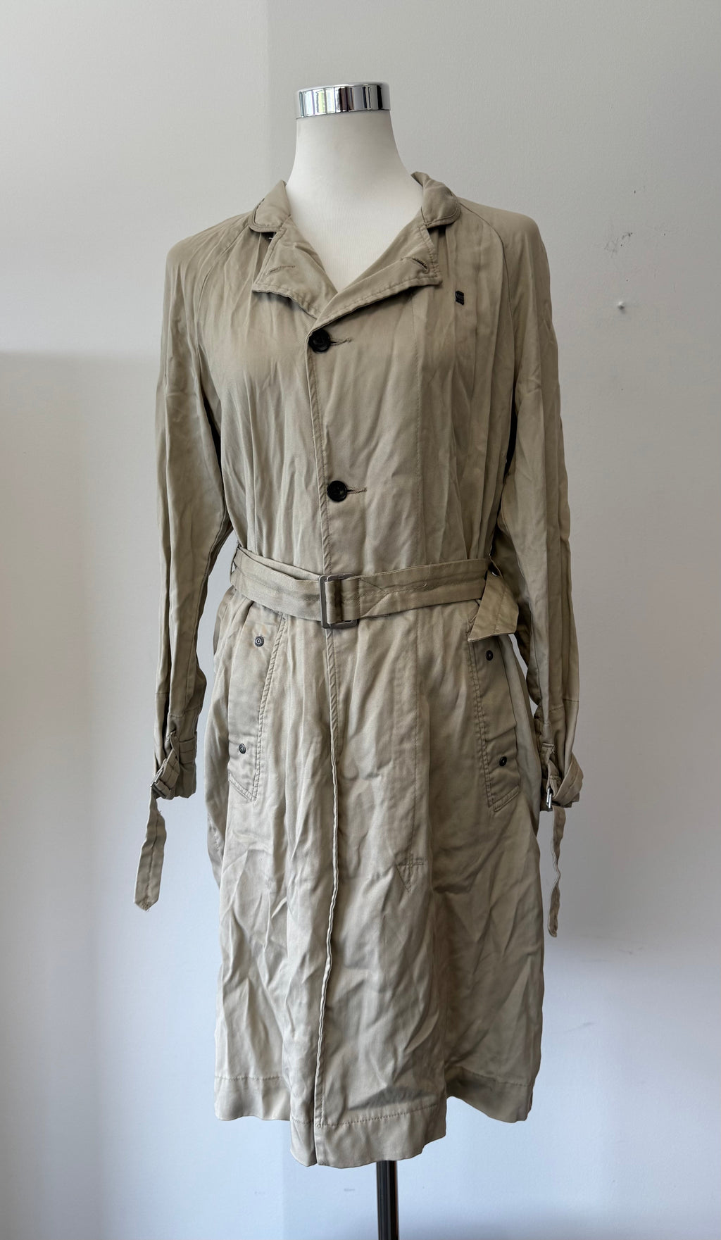 G-Star RAW Minor Loose Trench Coat, Lyocell, Light Beige, Size M, Like New