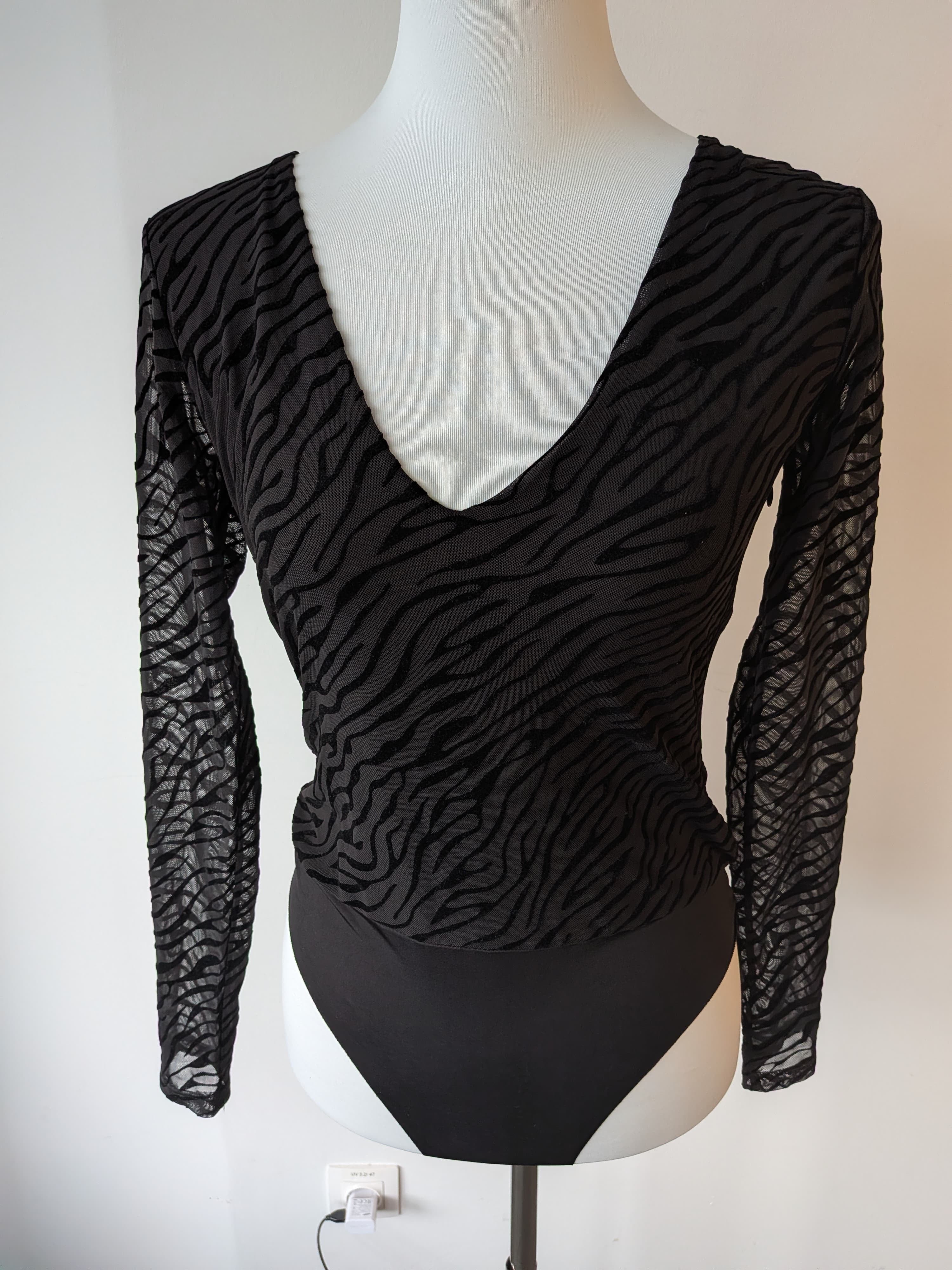 Desigual Zebra Mesh Bodysuit – Black, Size M, Very Good Condition