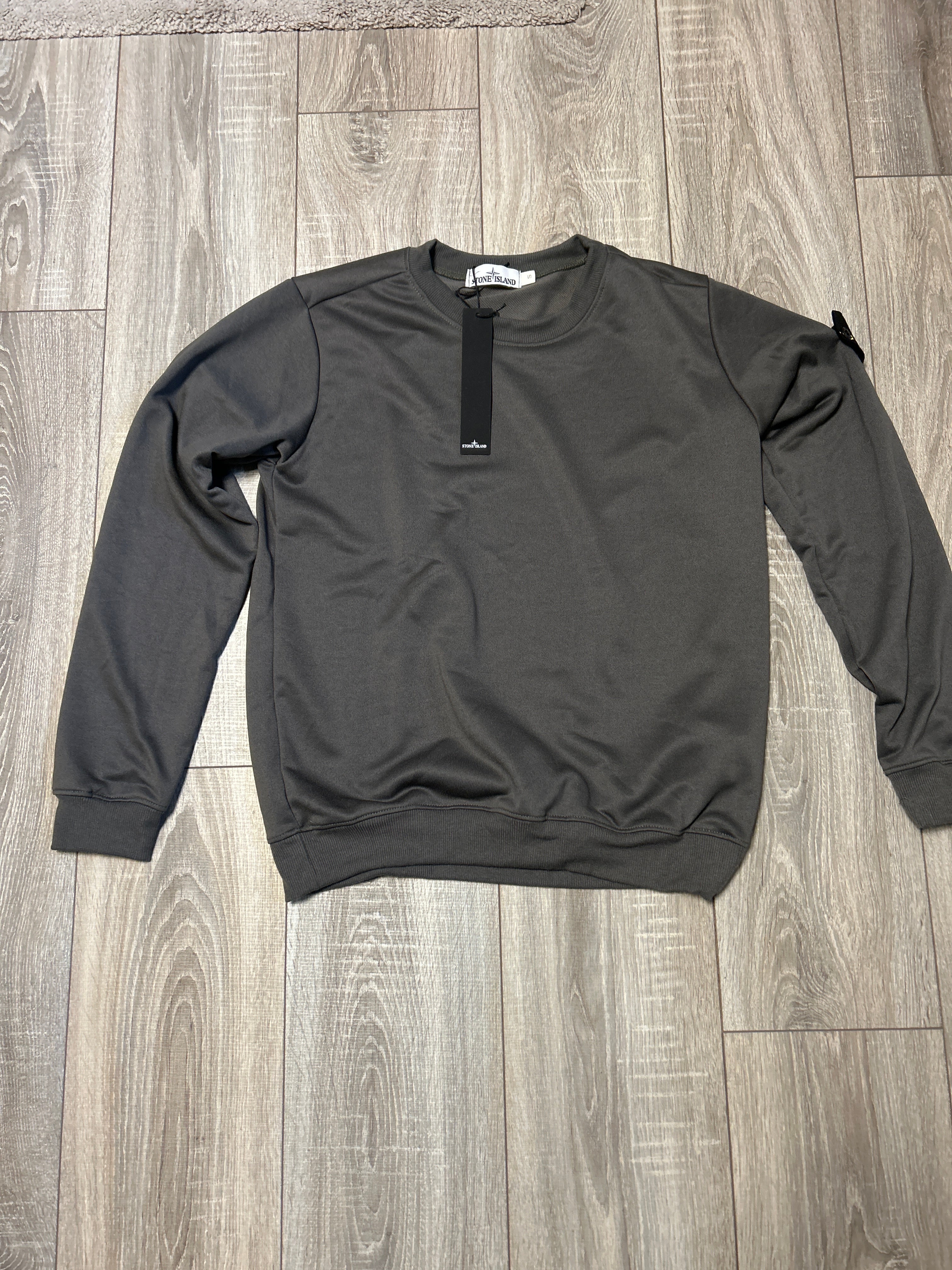 Stone Island Compass-Patch Crewneck Sweatshirt Grey Small New with Tags
