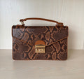 Hallhuber Medium Python Print Vegan Leather Satchel Brown Very Good Condition