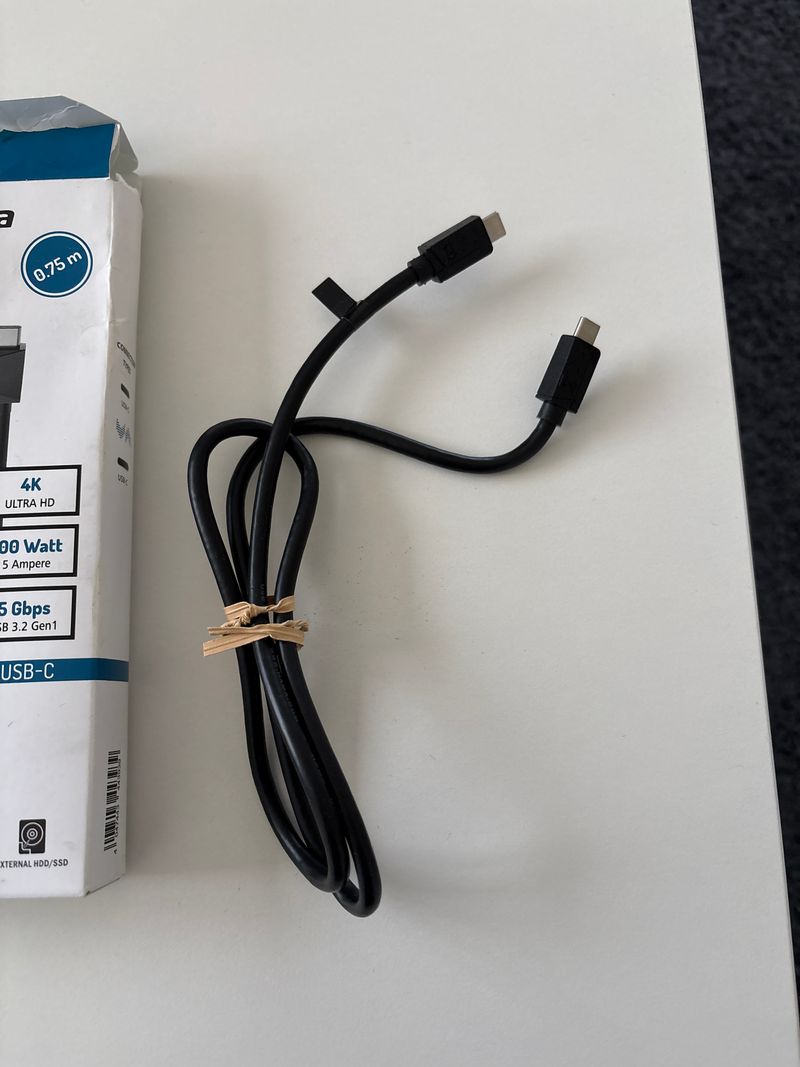 Hama USB-C auf USB-C Kabel 0.75m, 100W PD, 5Gbps, Schwarz, Zustand Gut