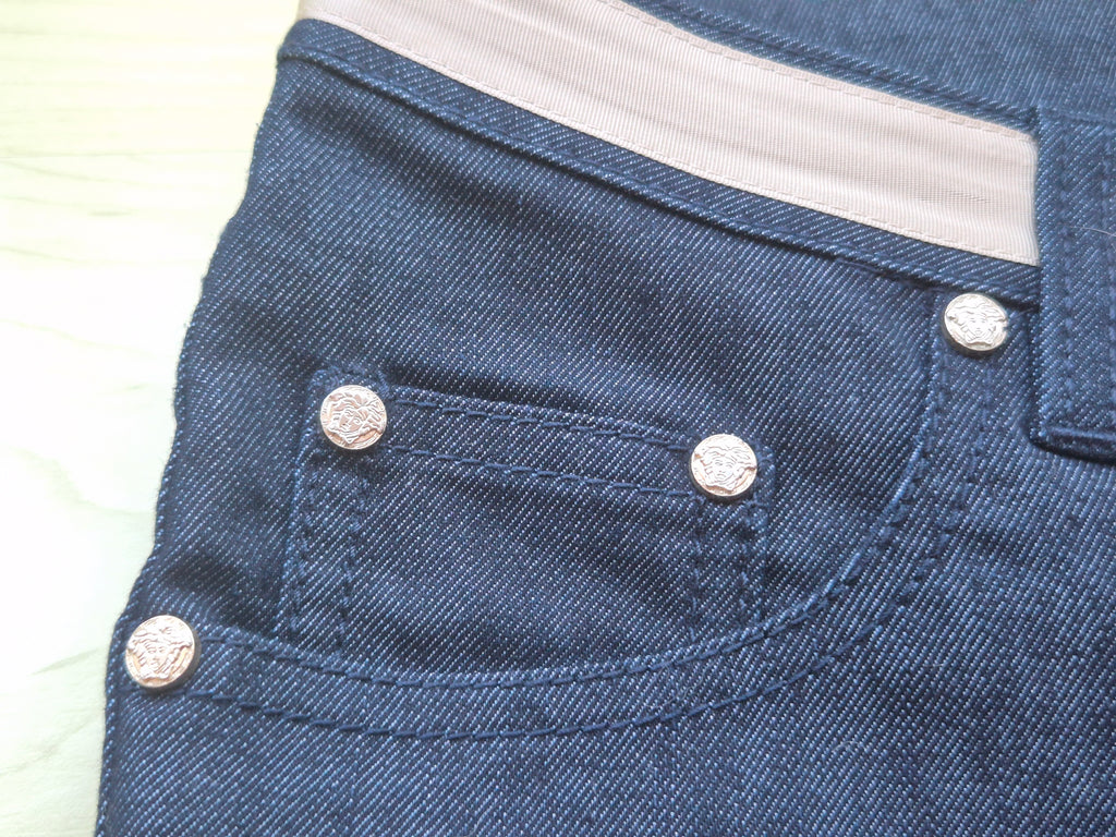 Versace Jeans Couture Kristall-Jeans – Dunkelblau, Größe 26, Wie Neu