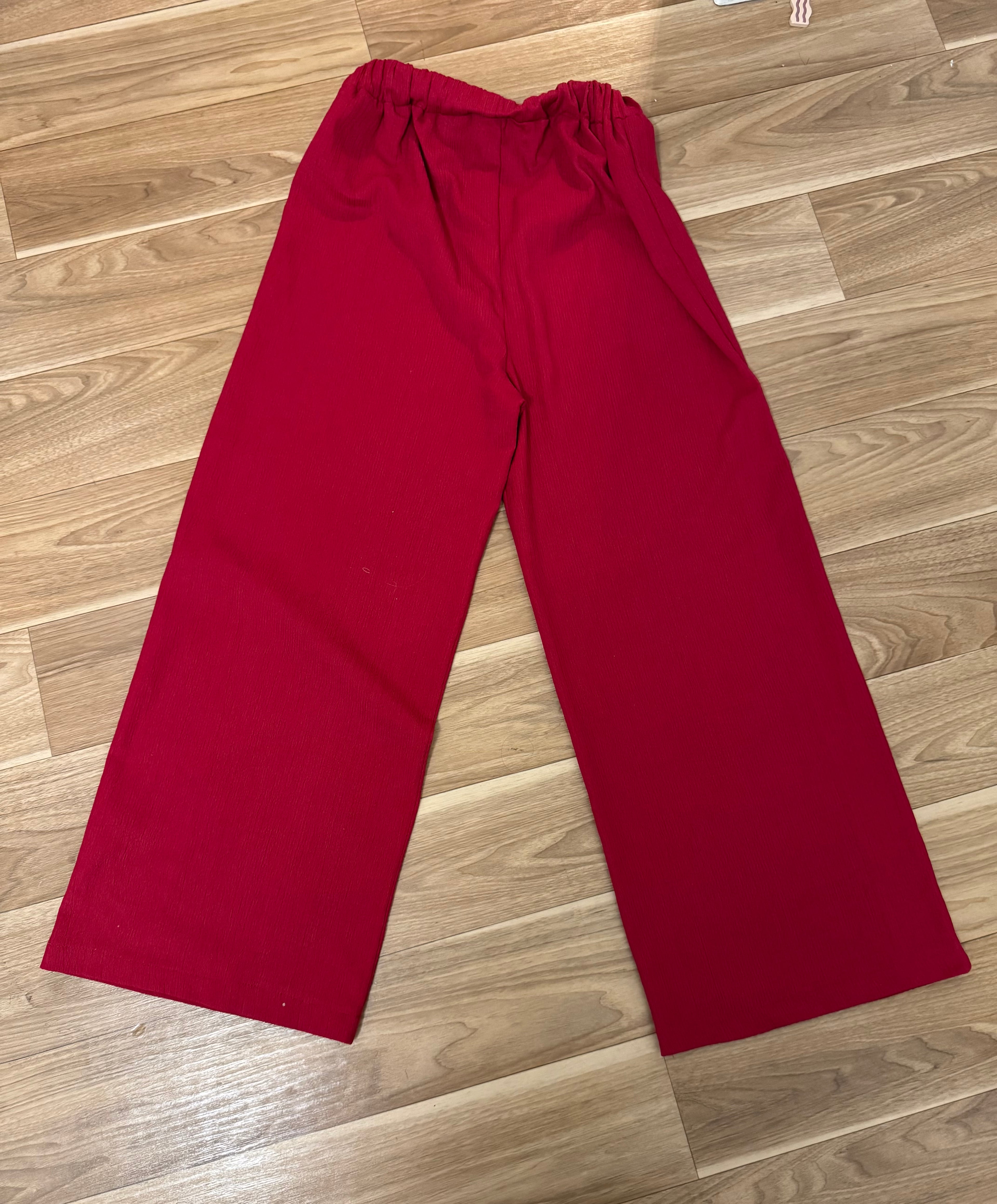 Melike Tatar 2-Piece Set – Blouse & Trousers – Size 1 – Red – Good Condition