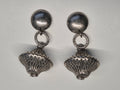 Vintage Clip-On Earrings – Silver Tone, Dome Dangle, 8cm, Very Good