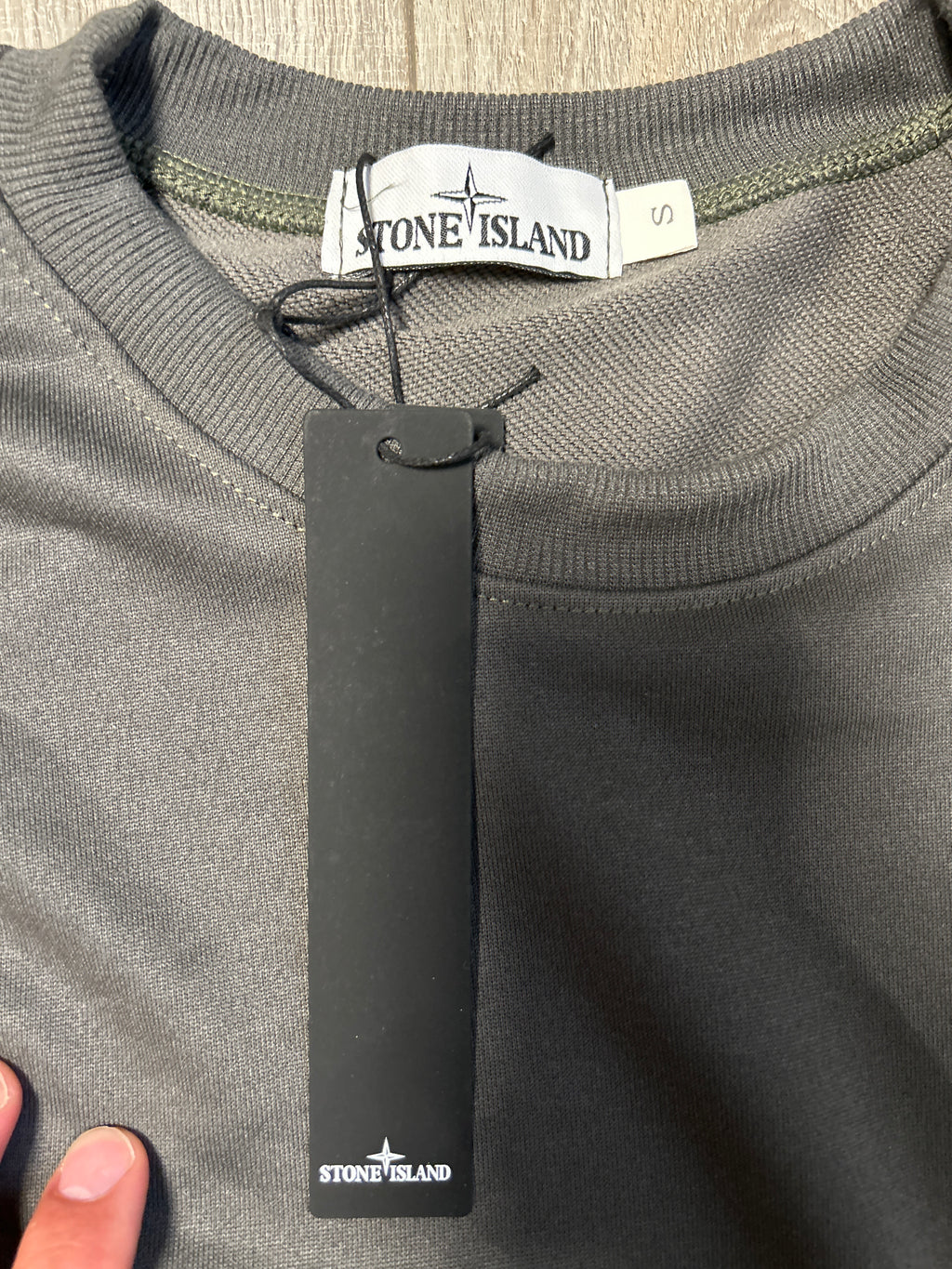Stone Island Compass-Patch Crewneck Sweatshirt Grey Small New with Tags