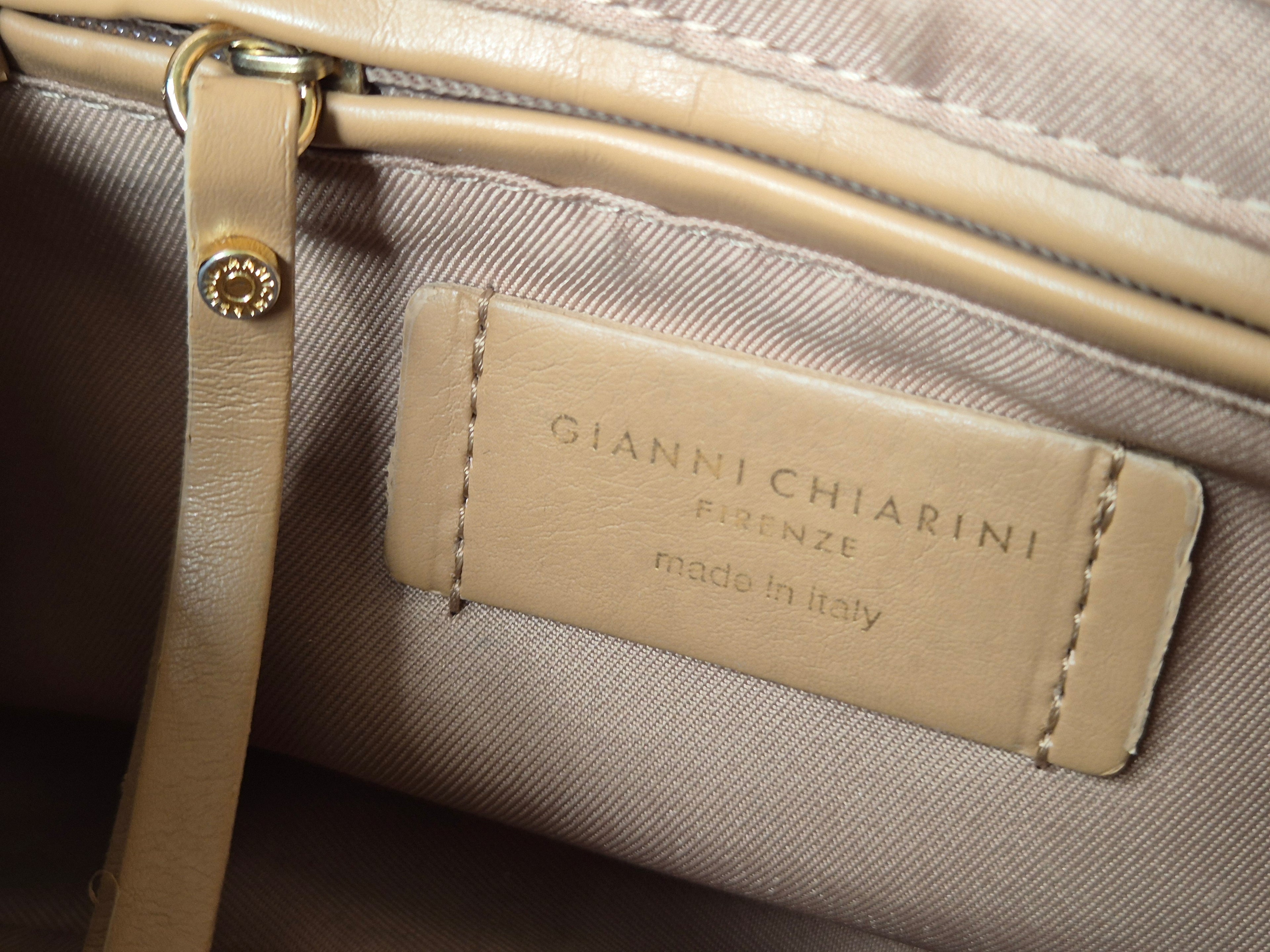 Gianni Chiarini Leder Crossbody Bag Medium Beige 23x16x4cm Gebraucht