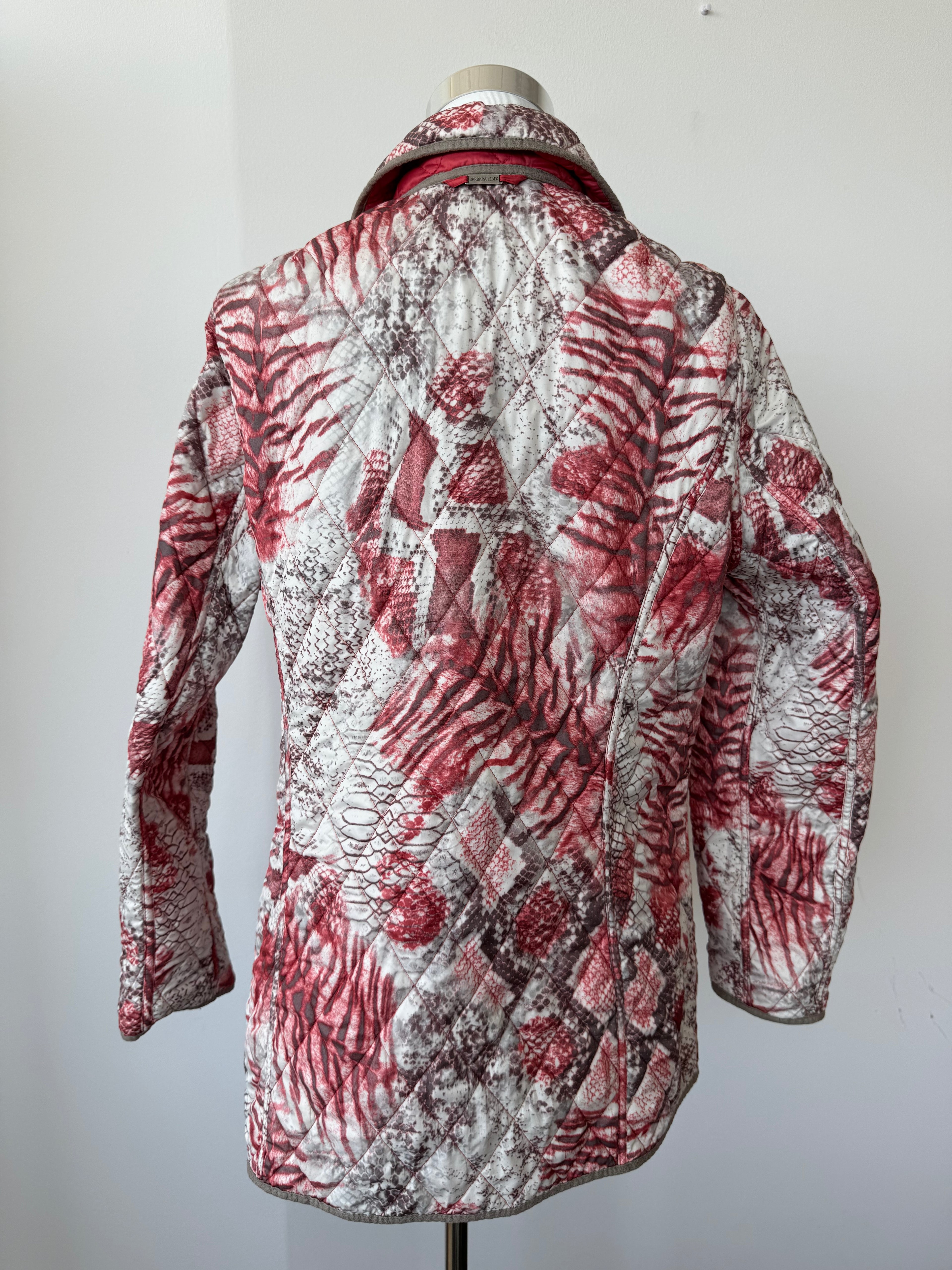 Barbara Lebek Reversible Quilted Jacket L Red/Snake Print Used