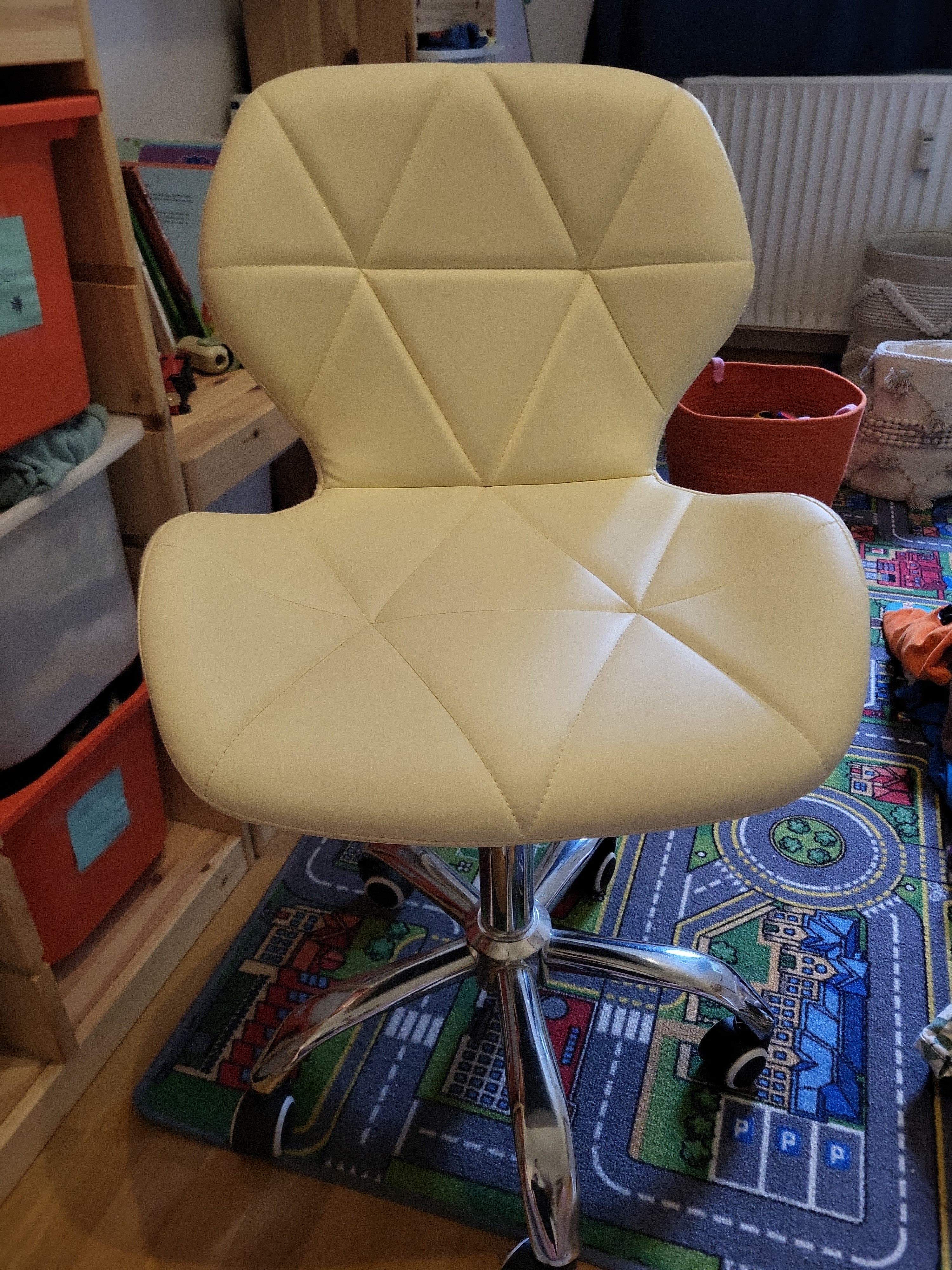 Charles Jacobs Drehstuhl Creme PU-Leder Chromfuß Standard Gebraucht