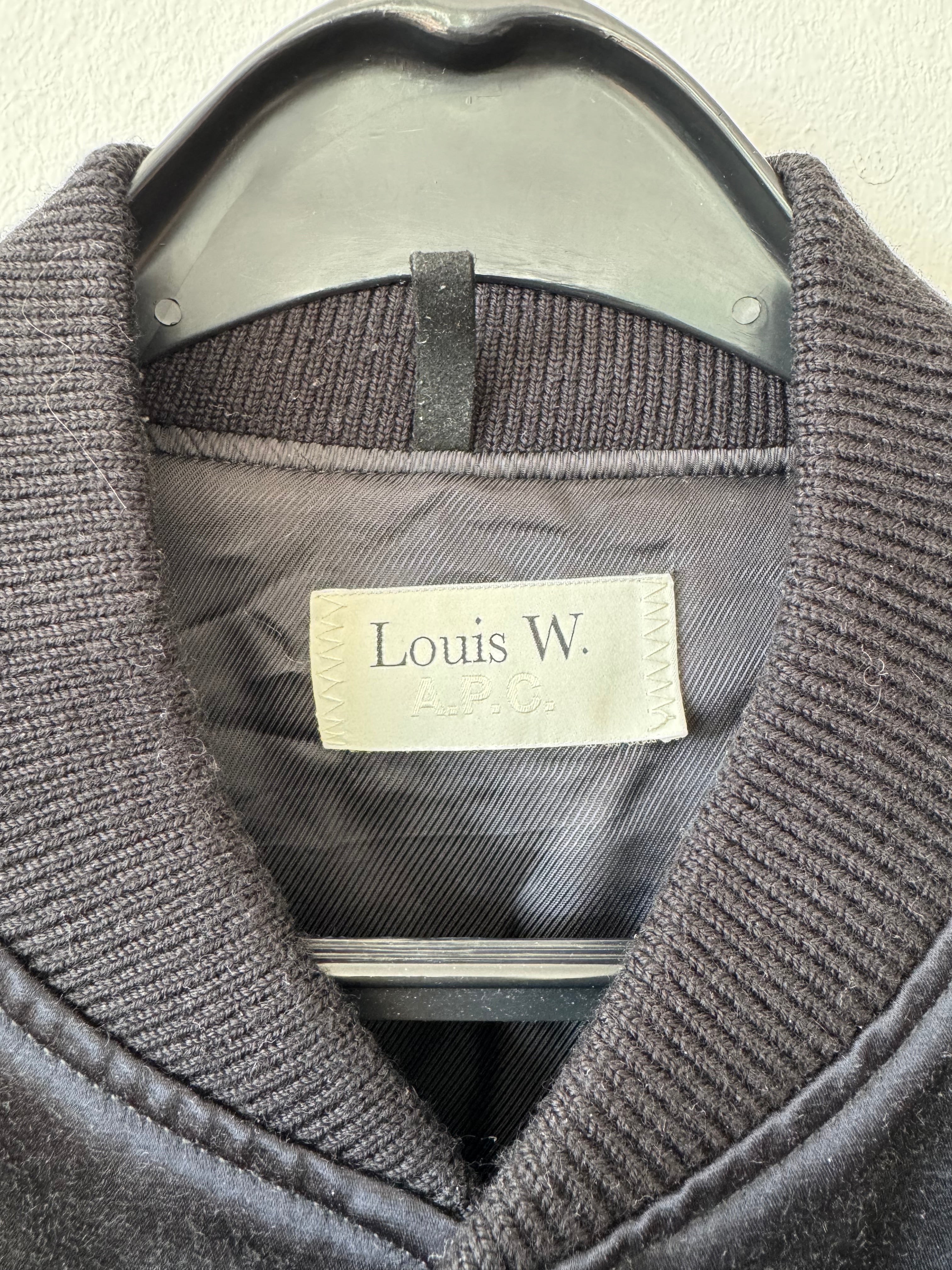 A.P.C. Louis W. Bomberjacke Lederärmel, Schwarz, Gr. L, Sehr Gut