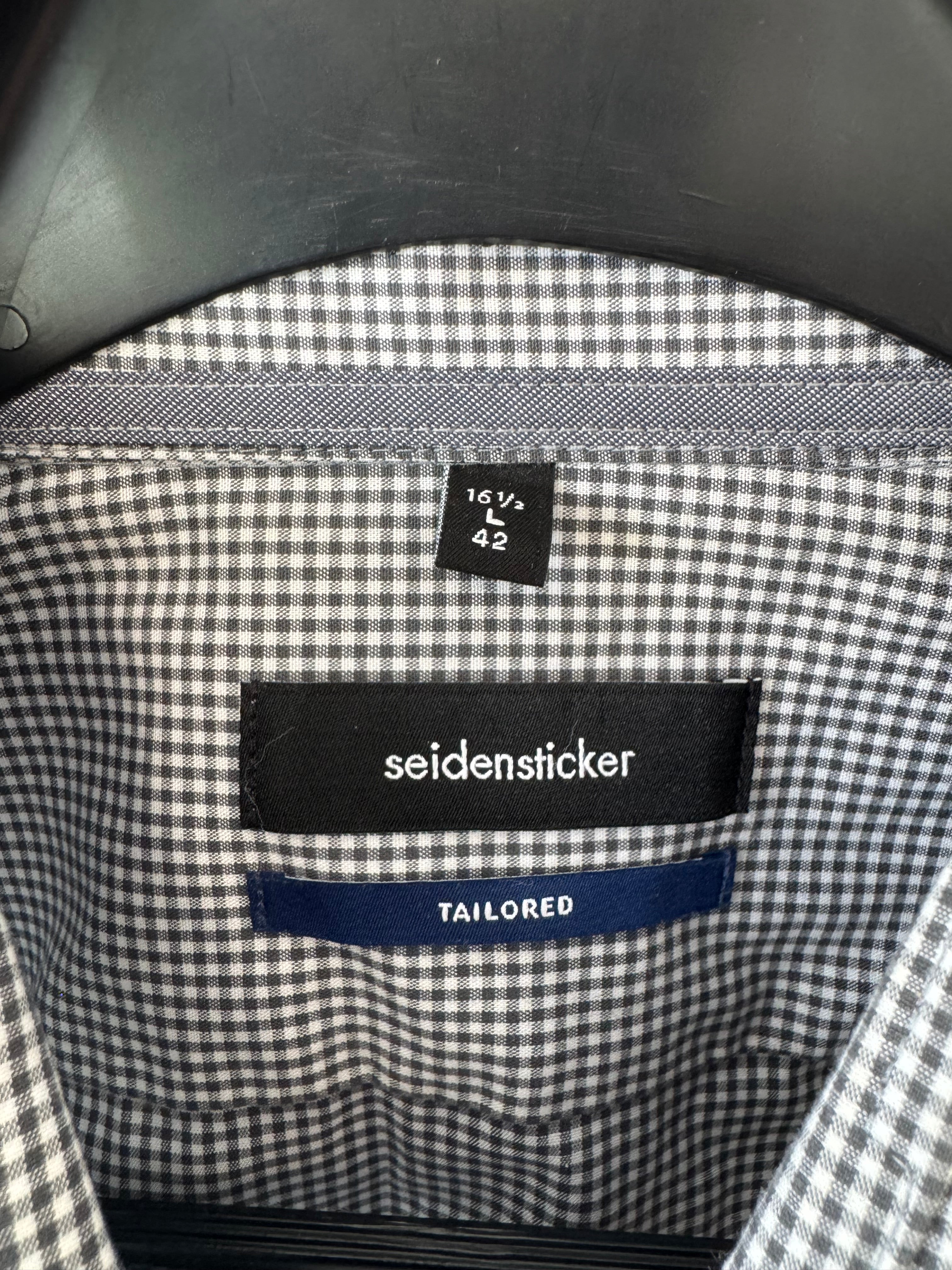 Seidensticker Tailored Herrenhemd – Grün-Weiß Karo, Gr. L, guter Zustand