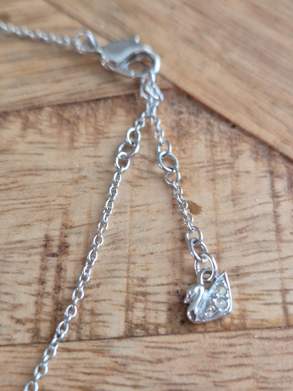 Swarovski Double Teardrop Necklace | Silver Tone, Purple & Aqua Crystals | Very Good