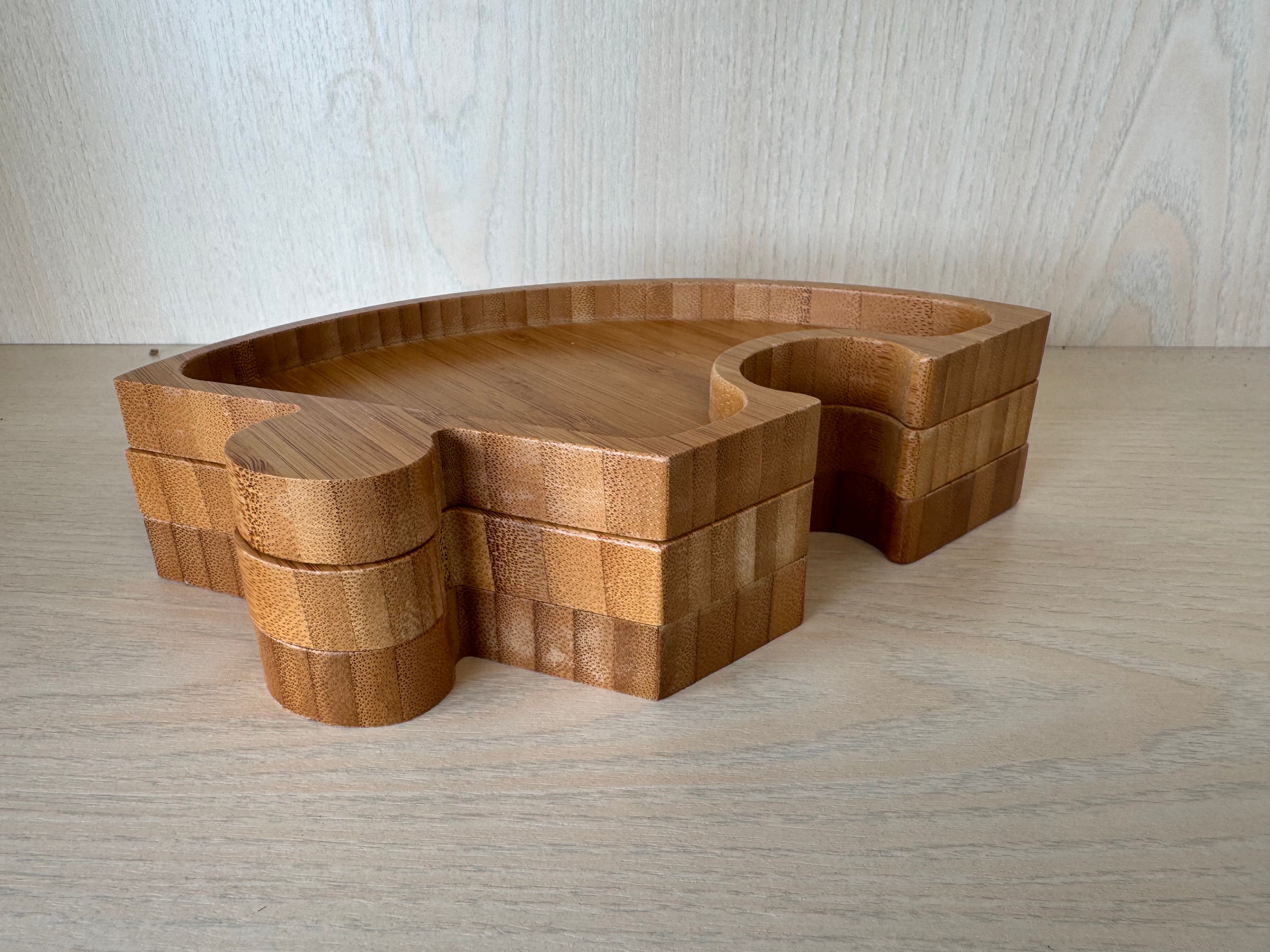 2x Bambum Round Puzzle Serviertablett Bambus 30 cm, sehr guter Zustand