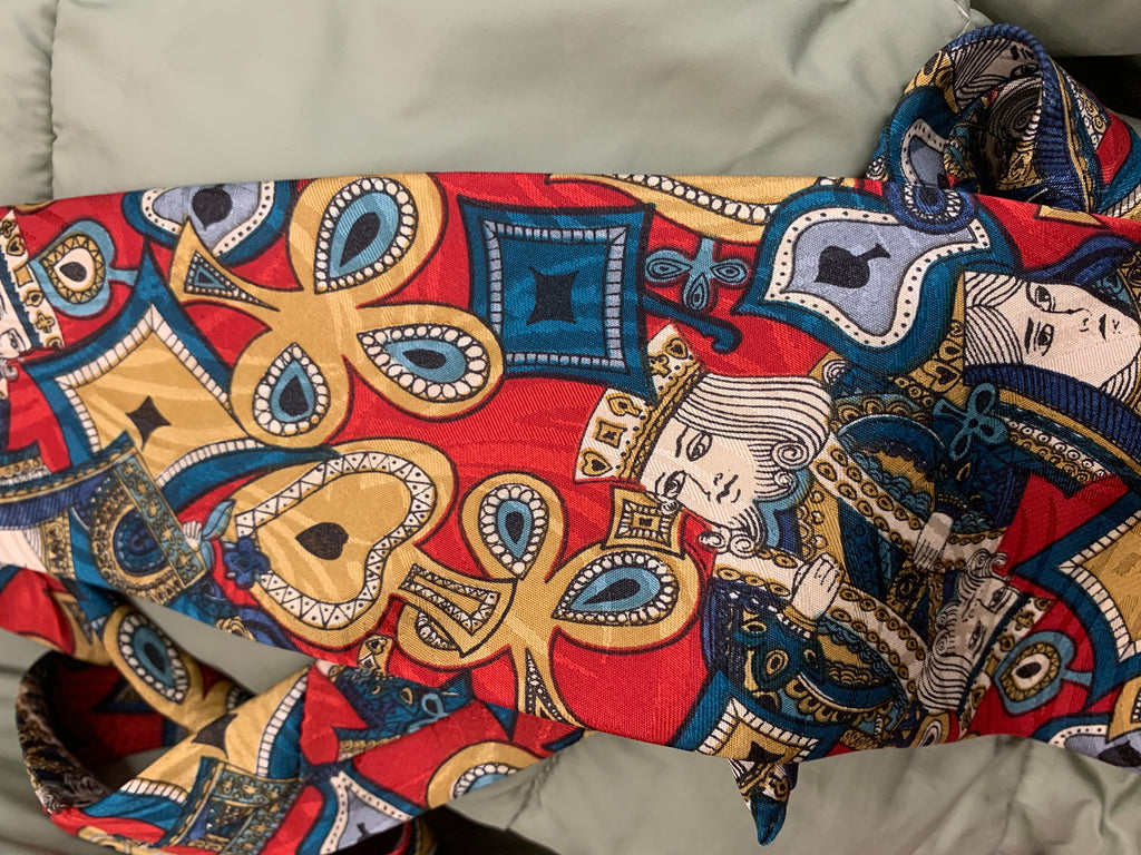 Diamond Silks 100% Seidenkrawatte – Kartenmotiv – Handgefertigt – Wie Neu