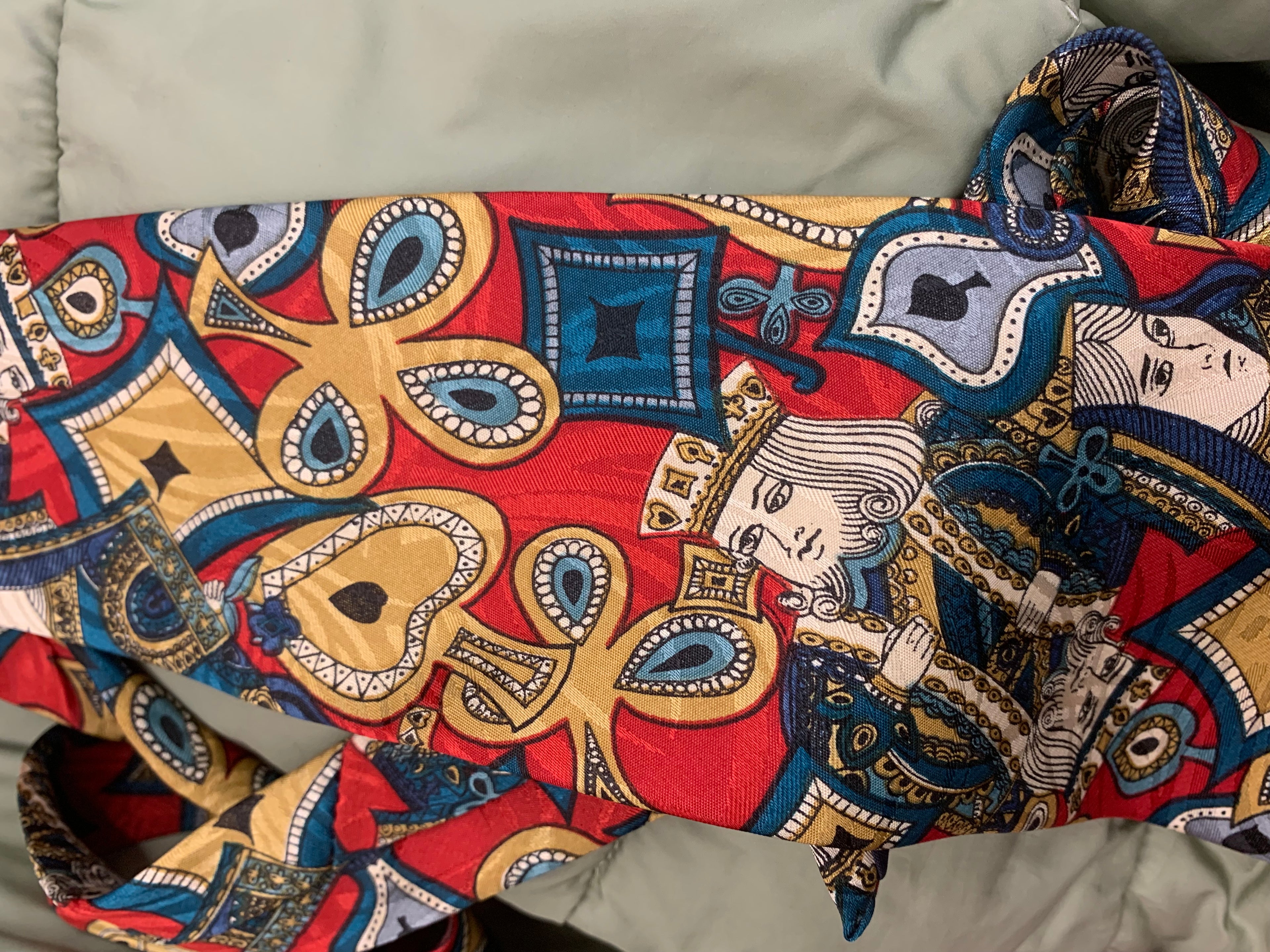 Diamond Silks 100% Seidenkrawatte – Kartenmotiv – Handgefertigt – Wie Neu