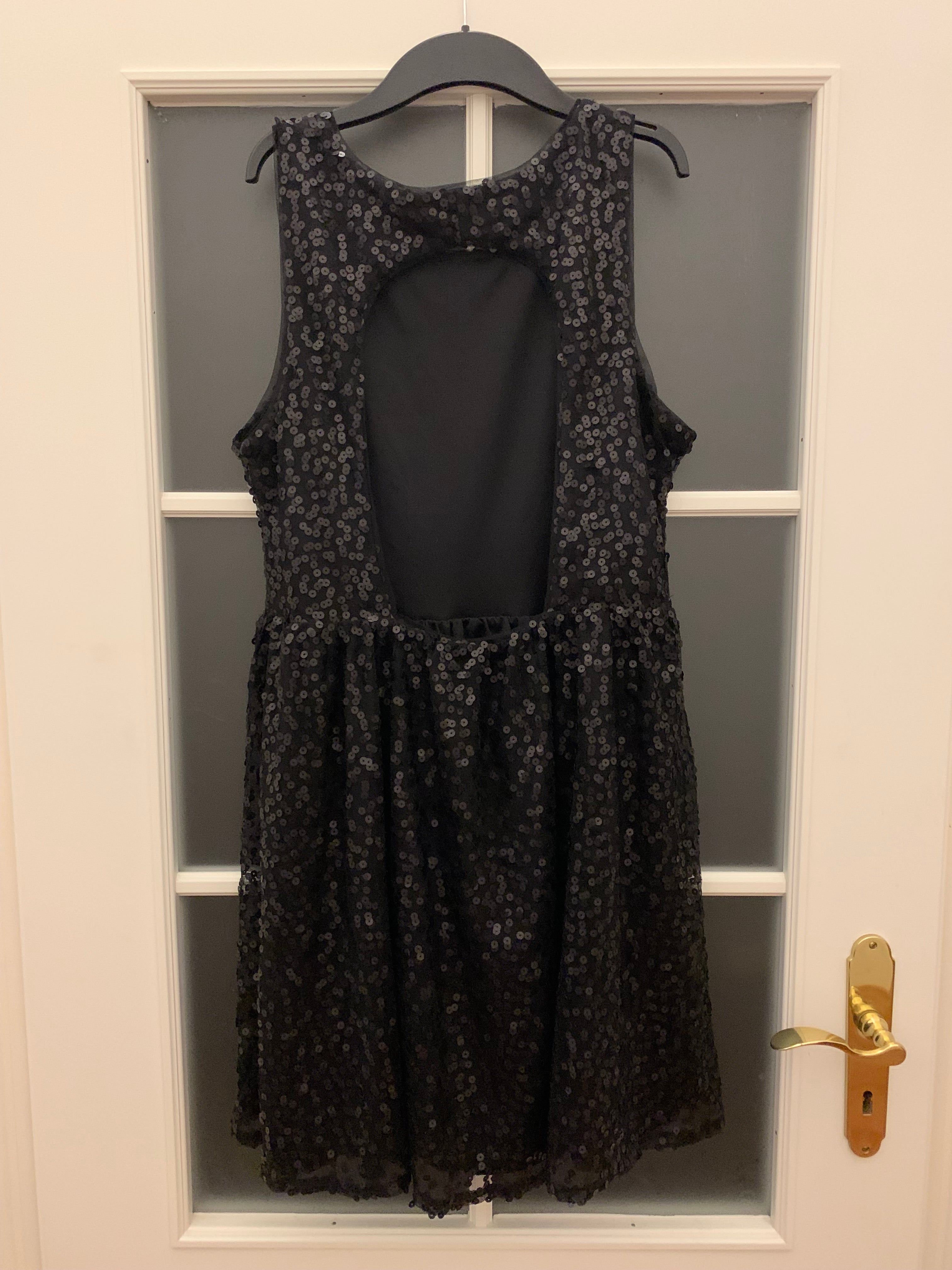 Gina Tricot Paillettenkleid – Schwarz, XL, Wie Neu