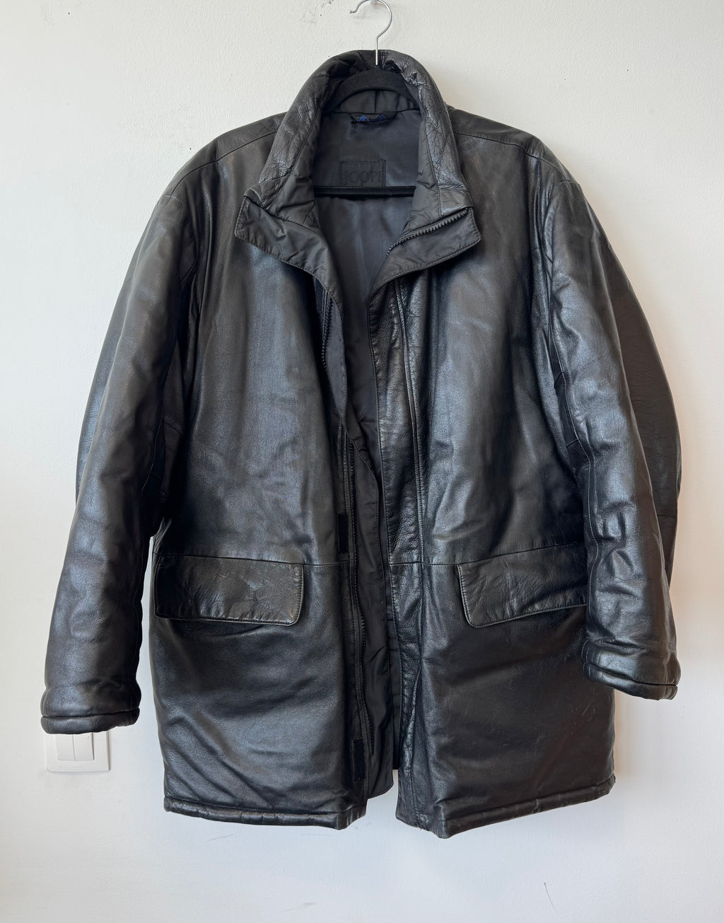 JOOP! Men's Leather Jacket, Black, Size 48, Made in Italy, Good Condition