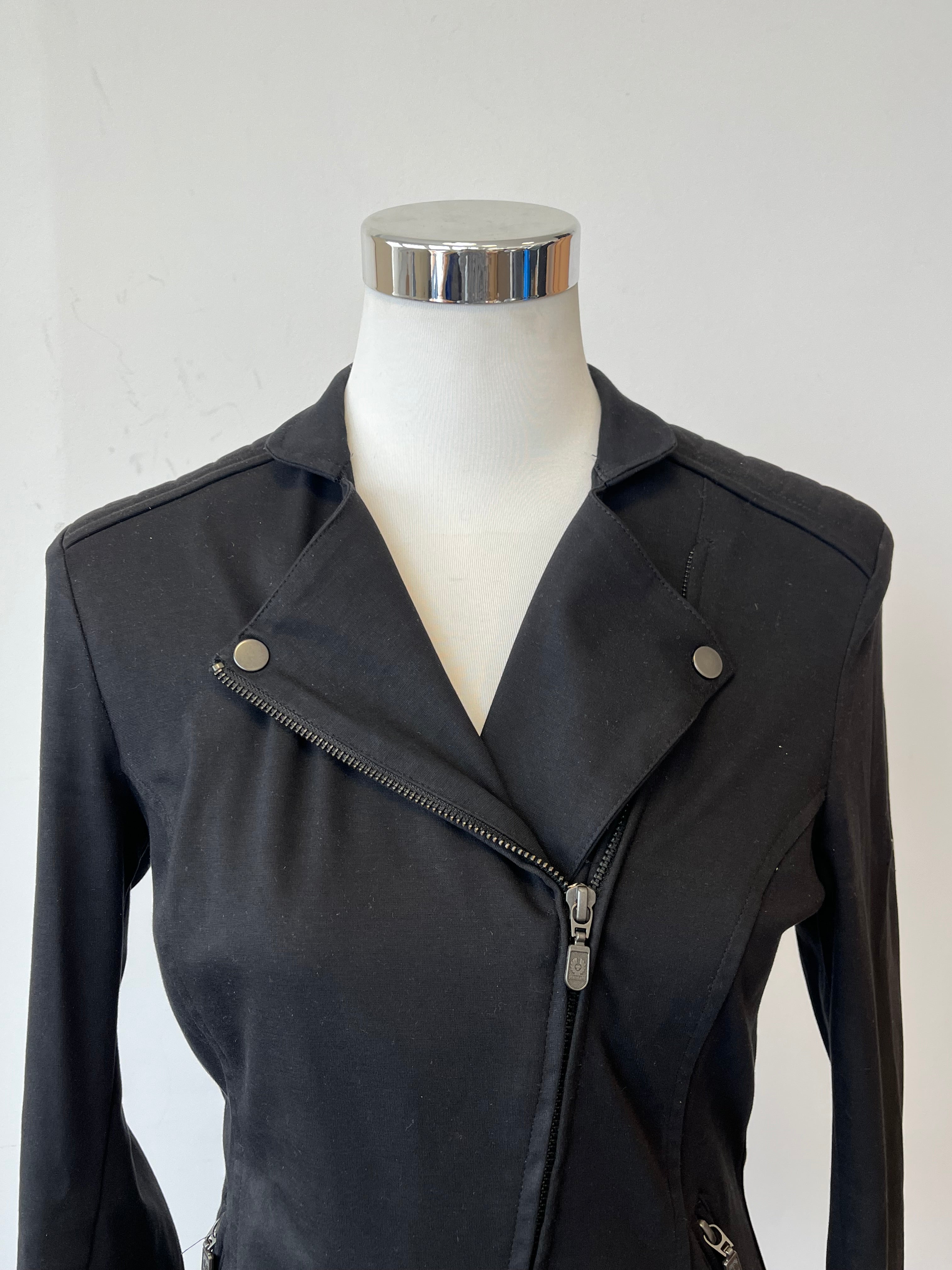 Belstaff Women's Stretch Cotton Biker Jacket Black Size 42 Very Good