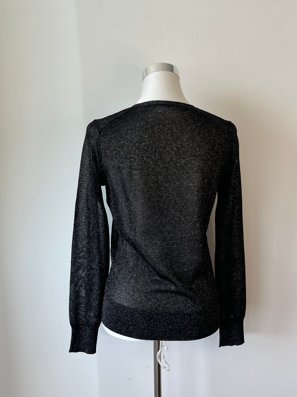Joseph Lurex V-Ausschnitt Pullover XS Schwarz Metallic Sehr Gut