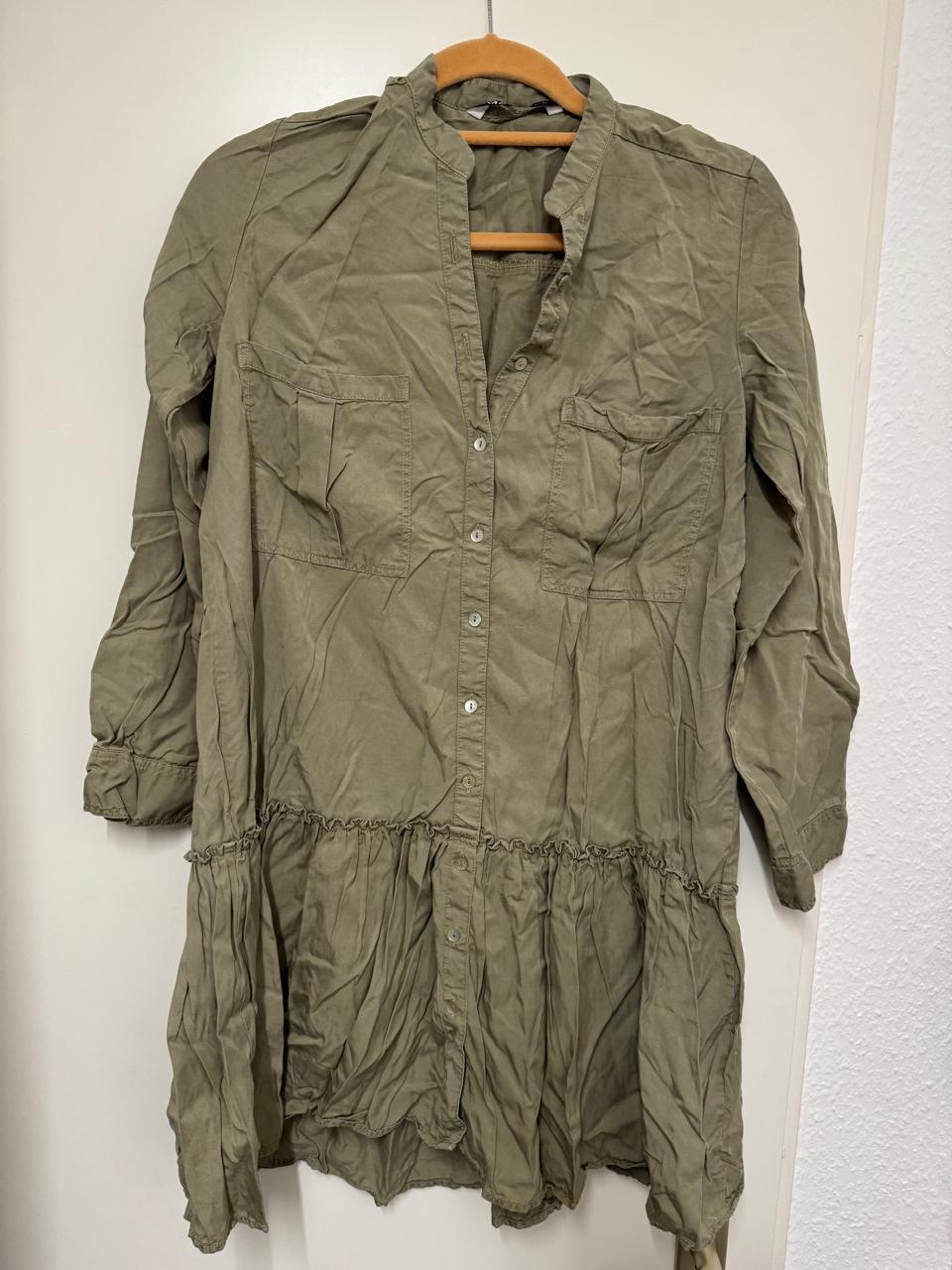 ZARA Hemdblusenkleid – Light Khaki, Gr. M, Baumwolle, Sehr guter Zustand