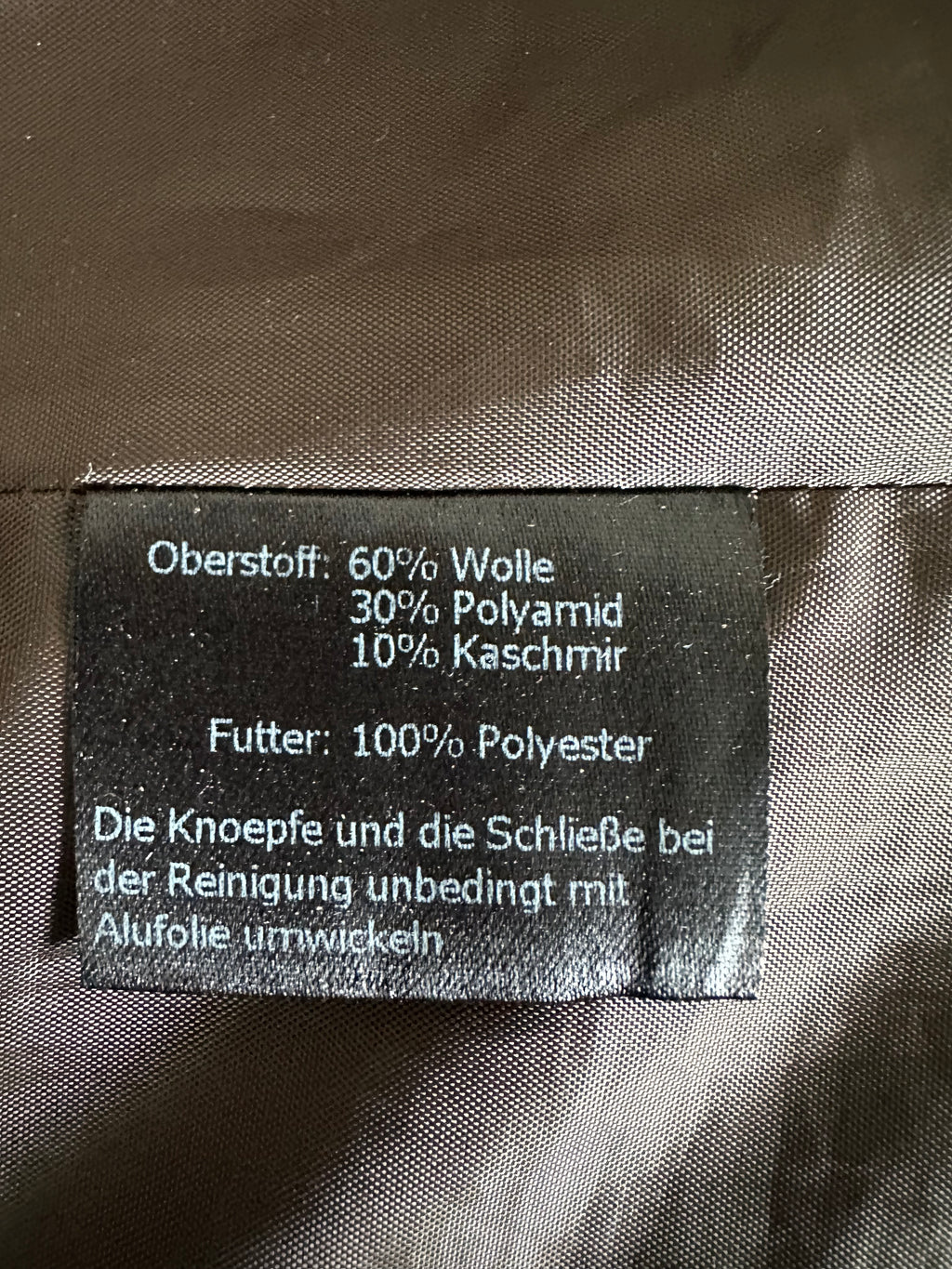 Hallhuber Basics Wollmantel – Dunkelbraun, Gr. 42, Sehr guter Zustand