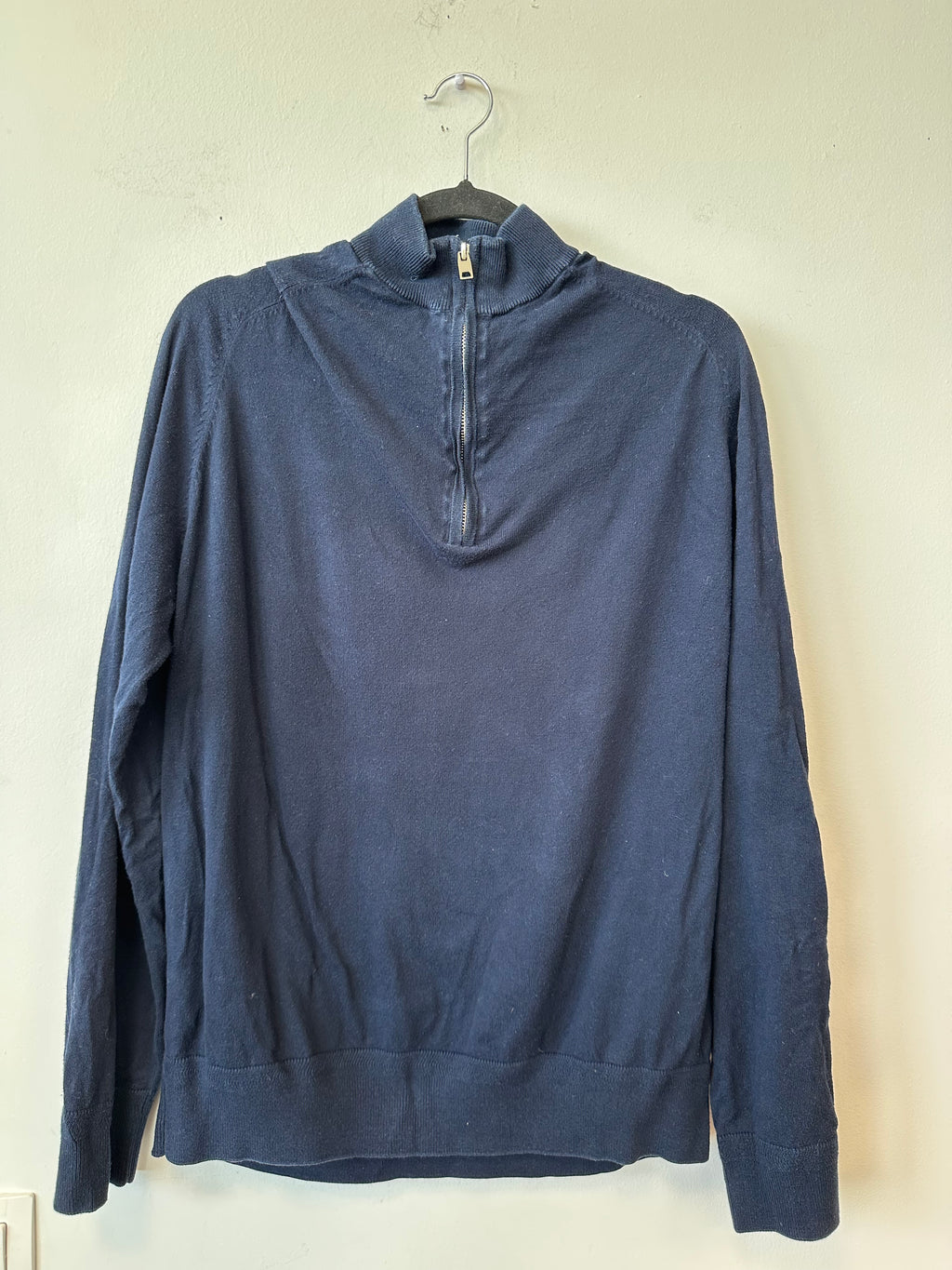 Bruun & Stengade Quarter-Zip Pullover – Navy, Größe L, Guter Zustand