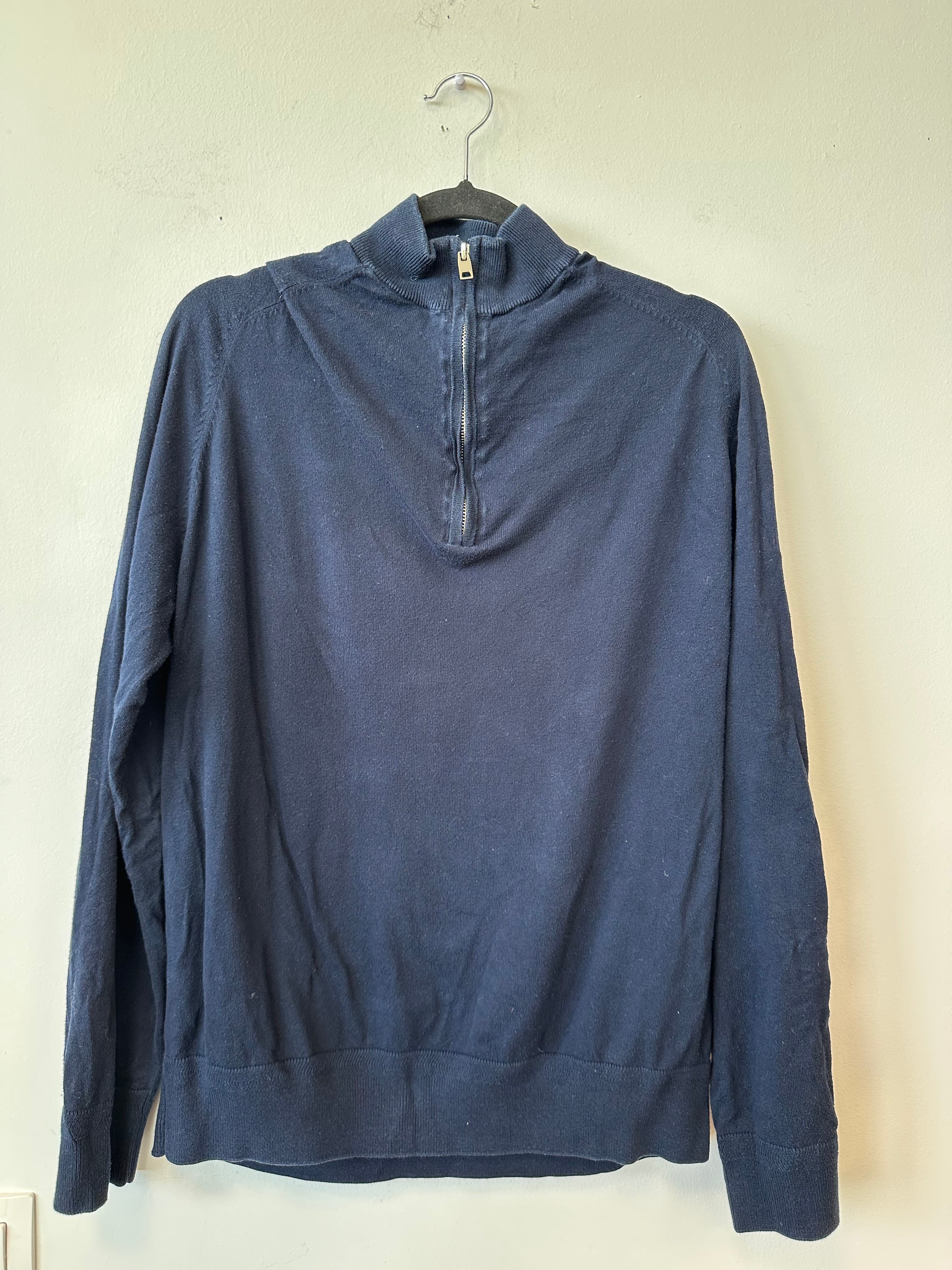 Bruun & Stengade Quarter-Zip Pullover – Navy, Größe L, Guter Zustand