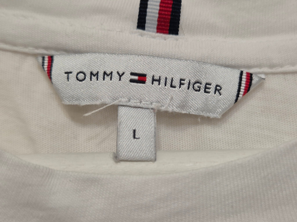 Tommy Hilfiger T-Shirt – L, Weiß, Strass-Logo, Gut