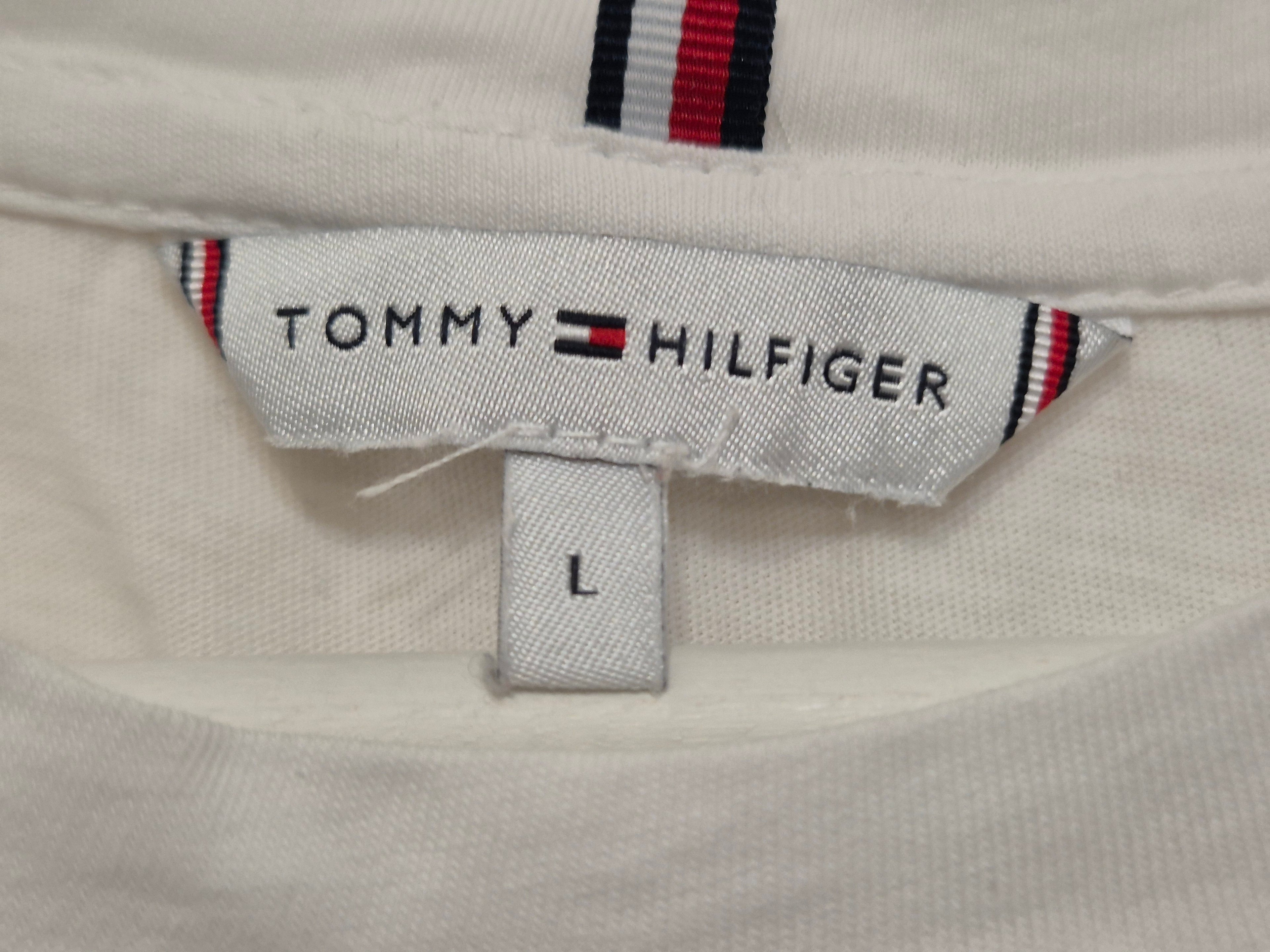 Tommy Hilfiger T-Shirt – L, Weiß, Strass-Logo, Gut