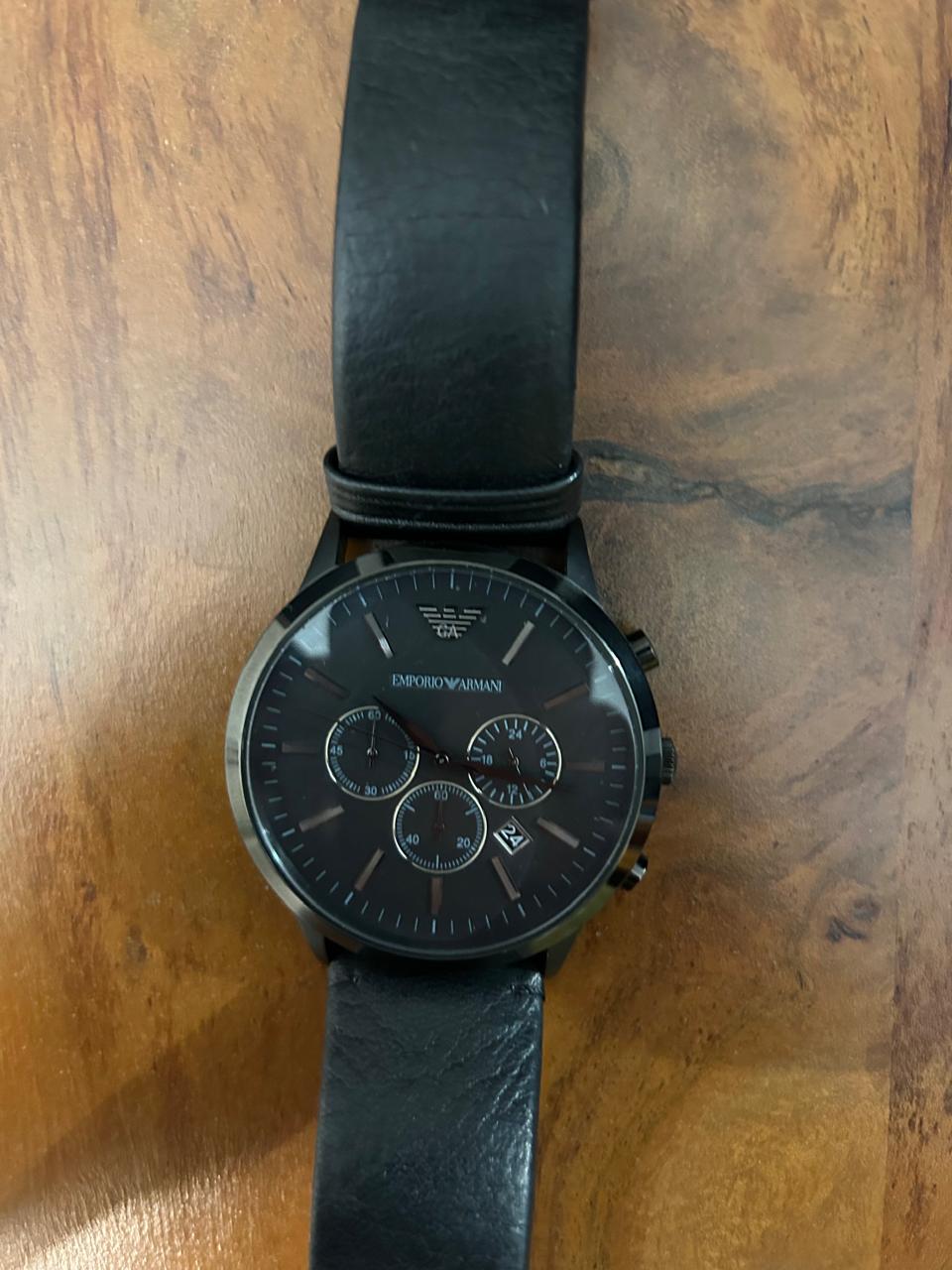 Emporio Armani Chronograph AR2461 – Schwarz | Lederarmband | Guter Zustand