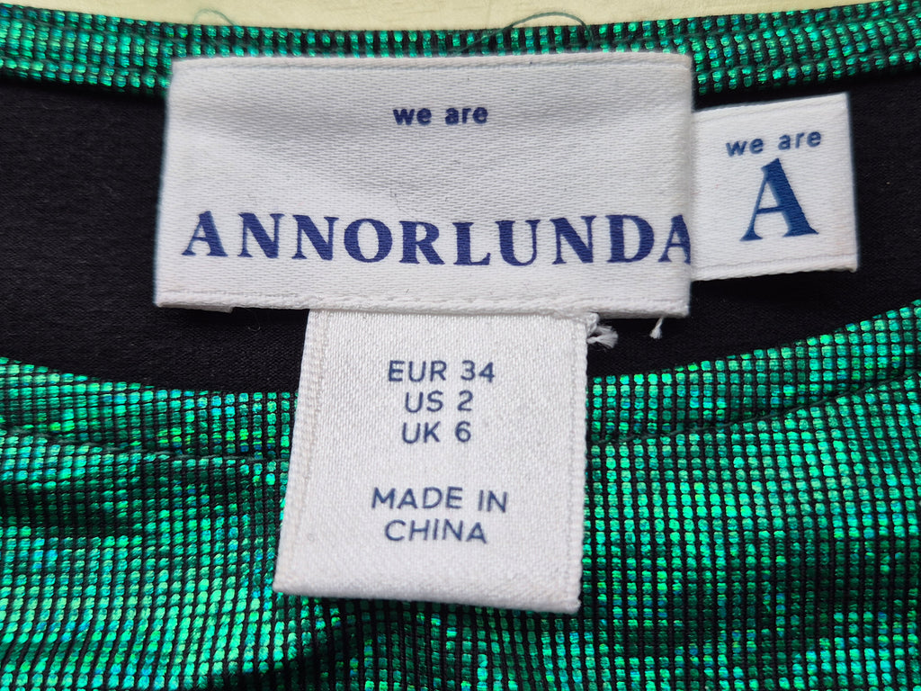 Annorlunda Glitzer Cut-Out Party Top | EU 34 | Smaragdgrün | Sehr gut