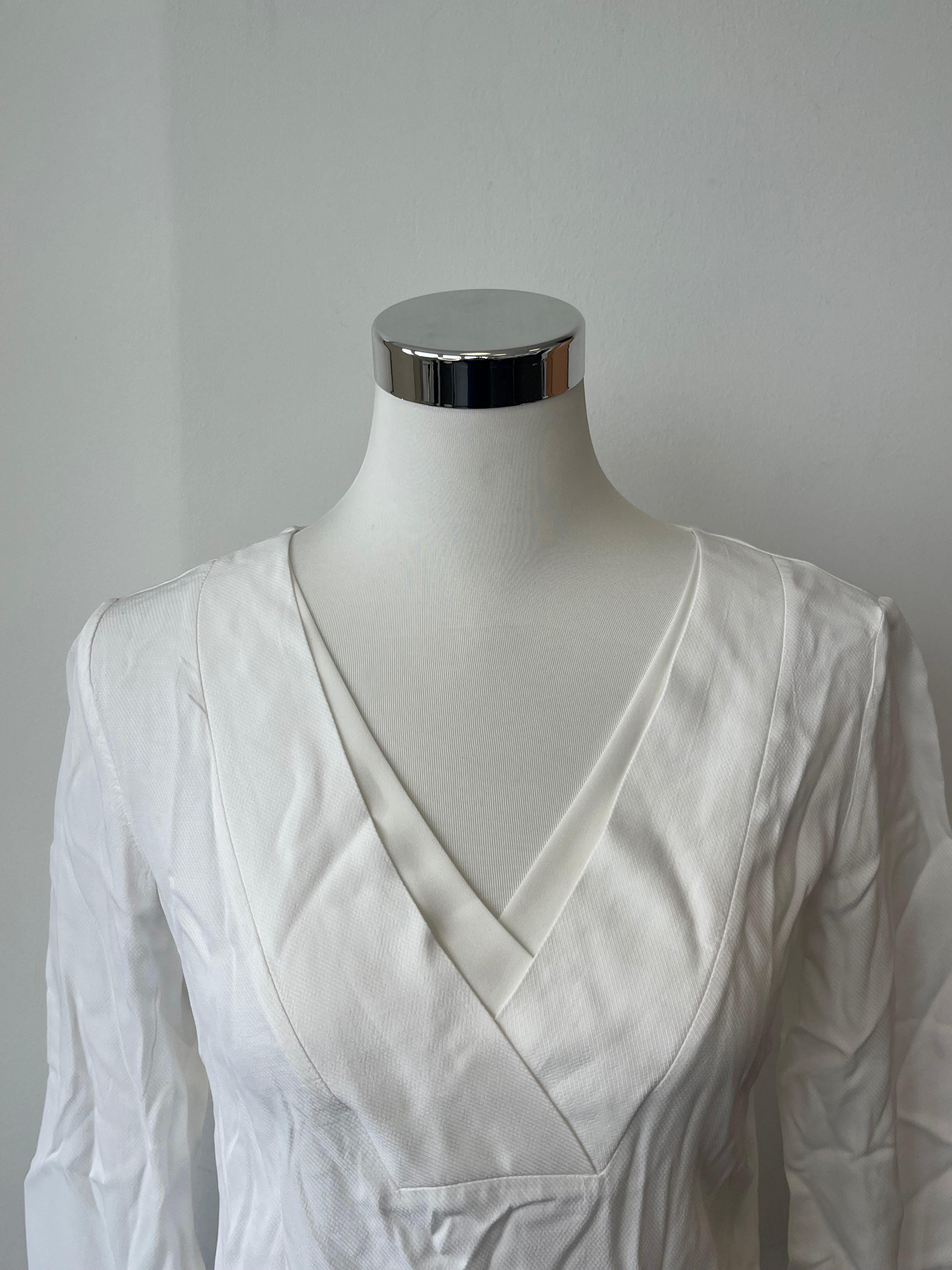 Massimo Dutti Weiße V-Ausschnitt Bluse, Größe XS, Sehr guter Zustand