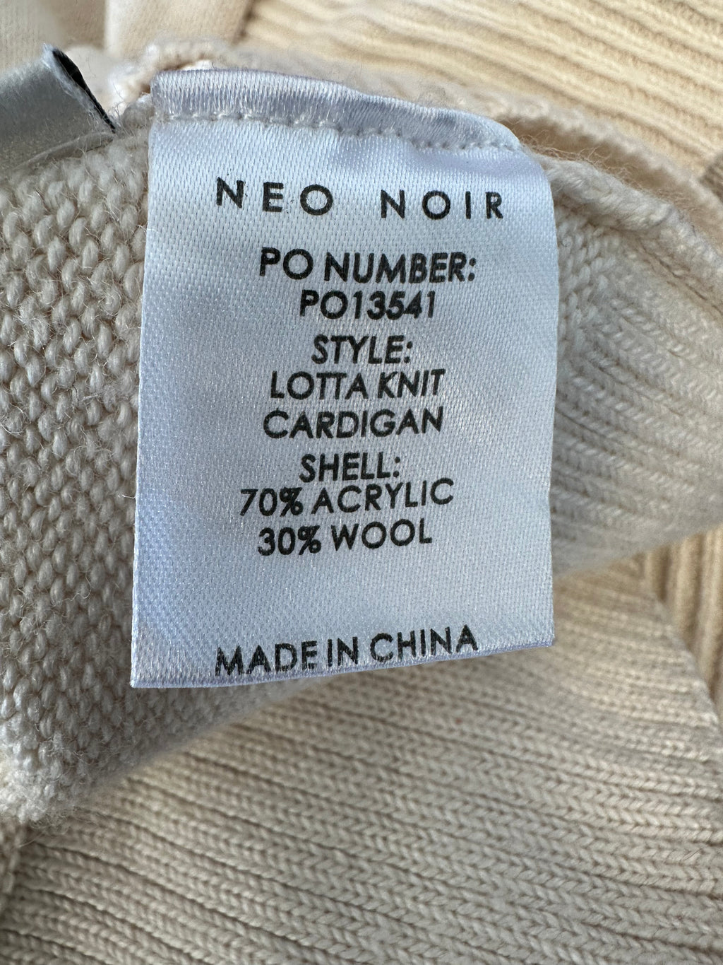 Neo Noir V-Neck Cardigan, Chalk White, Size 40, Very Good Condition
