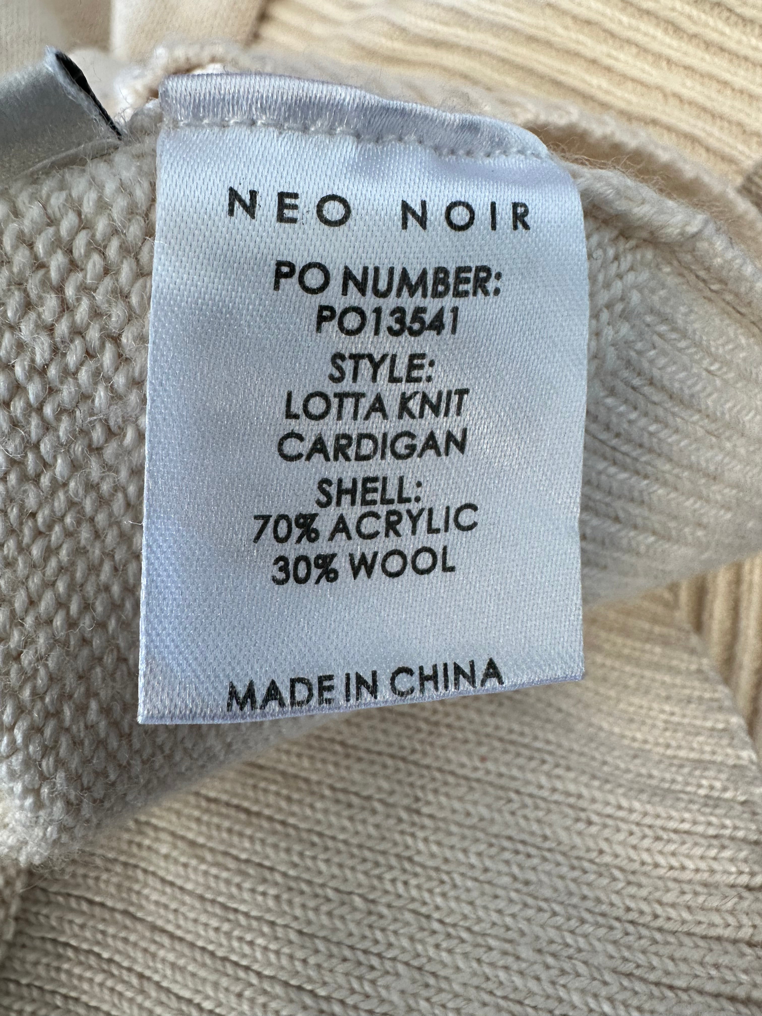Neo Noir V-Neck Cardigan, Chalk White, Size 40, Very Good Condition
