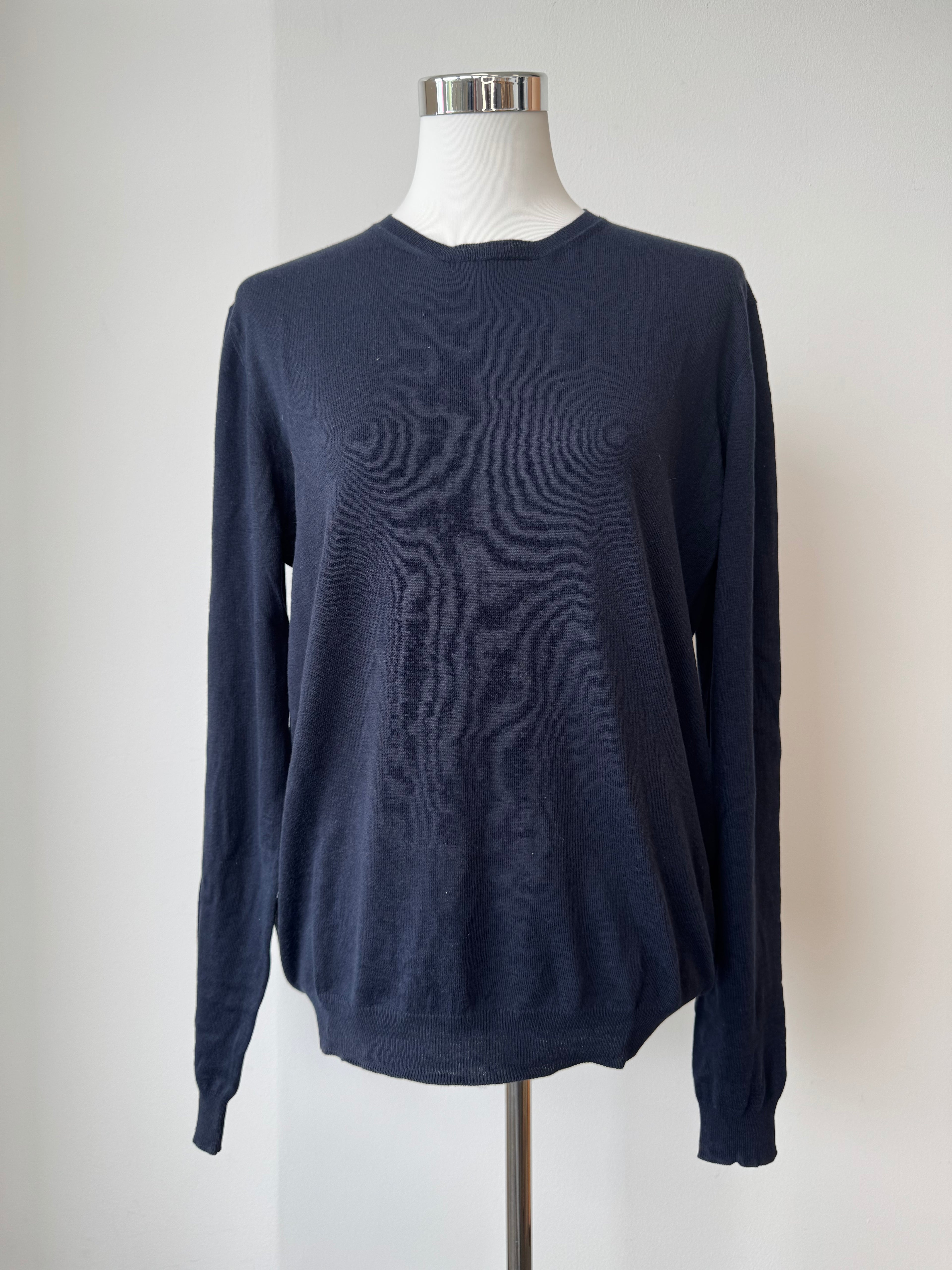 Prada Herren Pullover Navy Merino Wolle Rundhals Gr. 48 Gebraucht