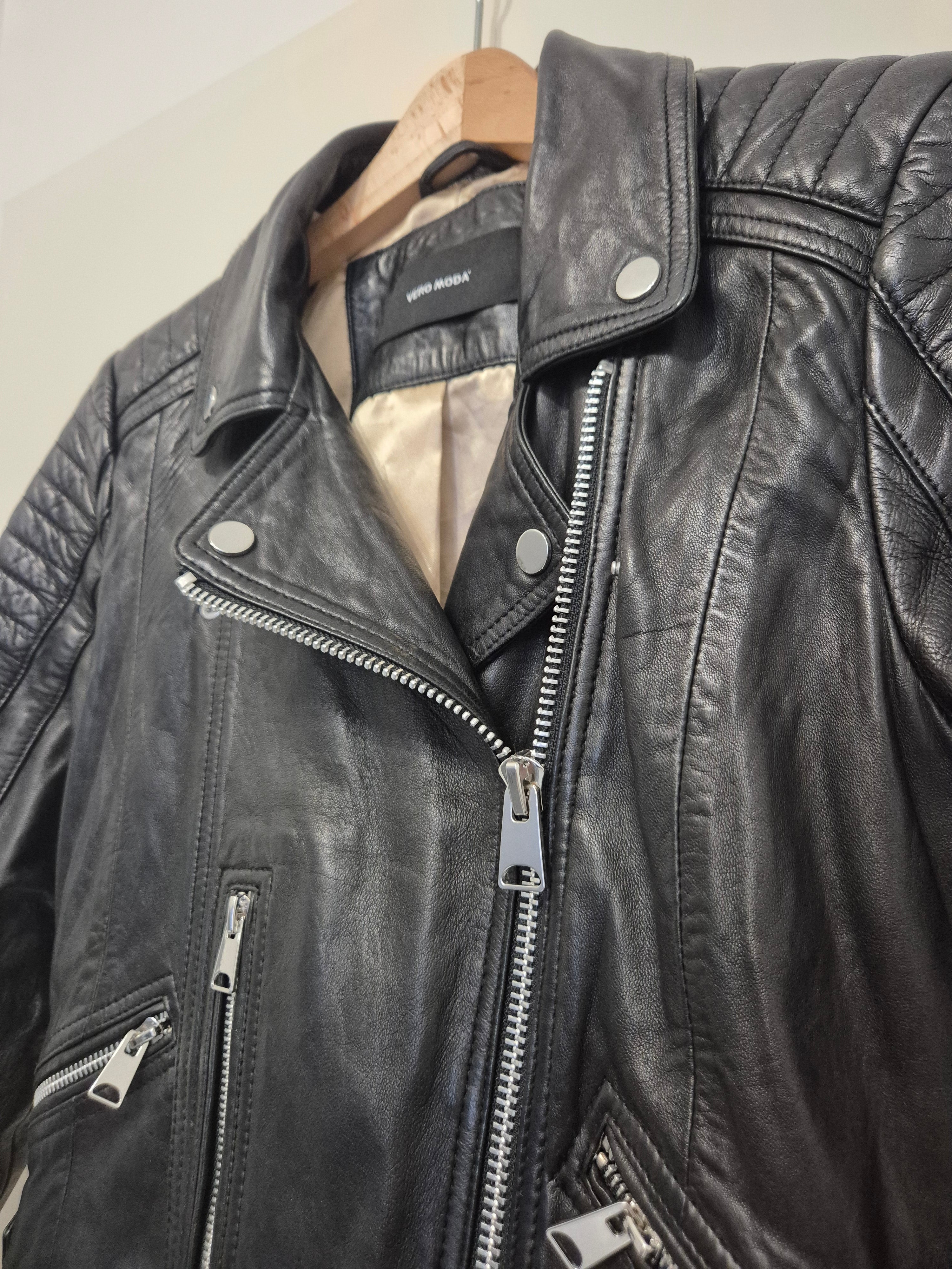 VERO MODA Vimalicia Lederjacke – Schwarz, Gr. S, Sehr gut