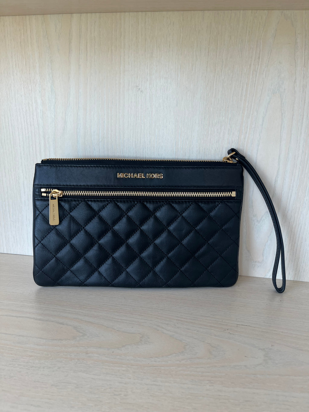 Michael Kors Jet Set Leder Clutch, Schwarz, Medium – Wie Neu