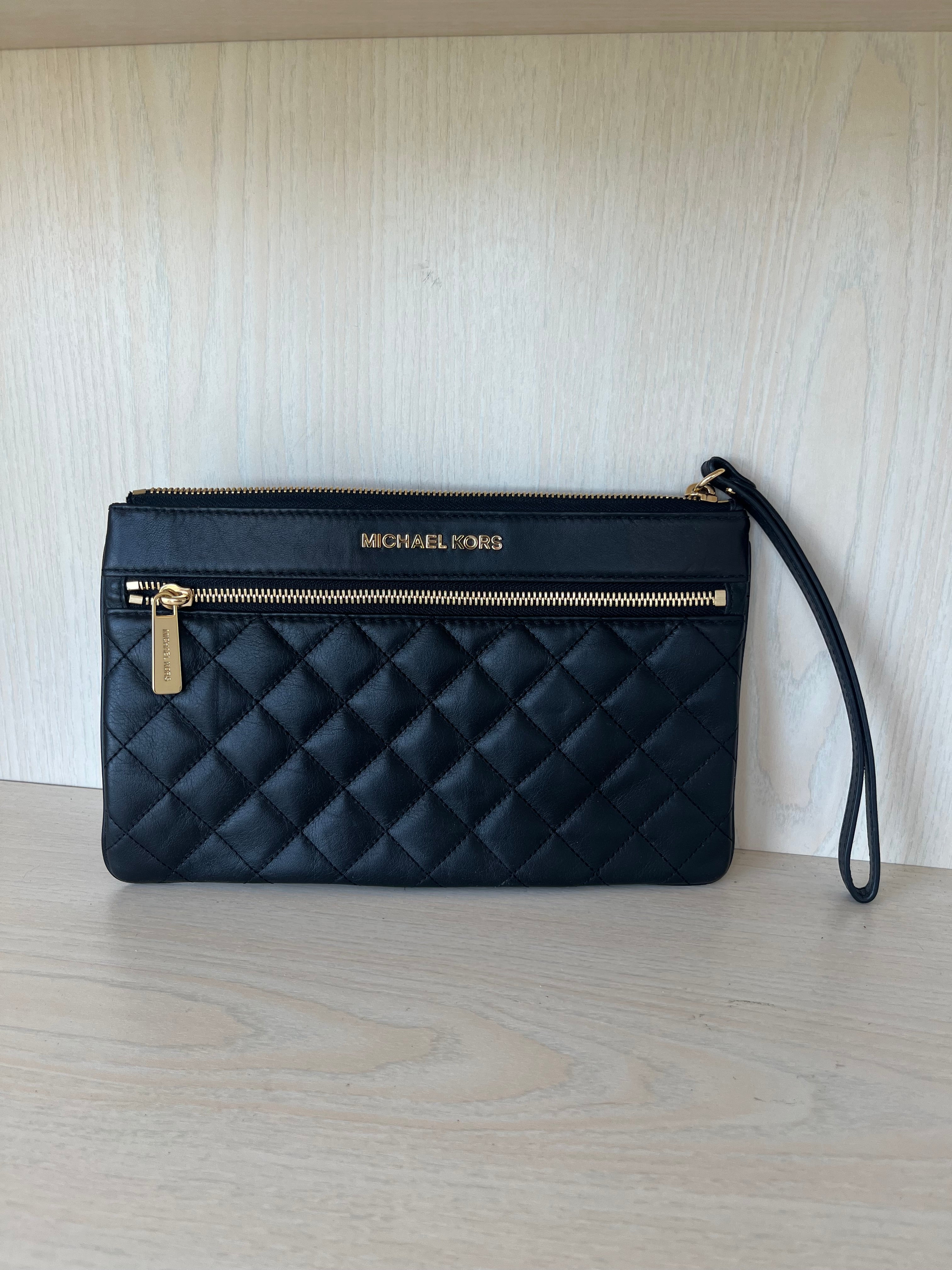 Michael Kors Jet Set Leder Clutch, Schwarz, Medium – Wie Neu